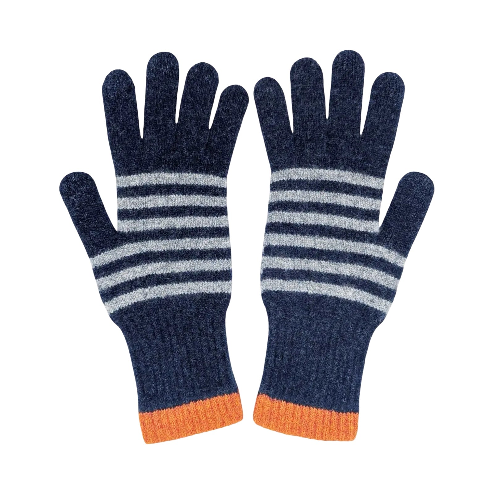 Navy Striped Women's Lambswool Gloves