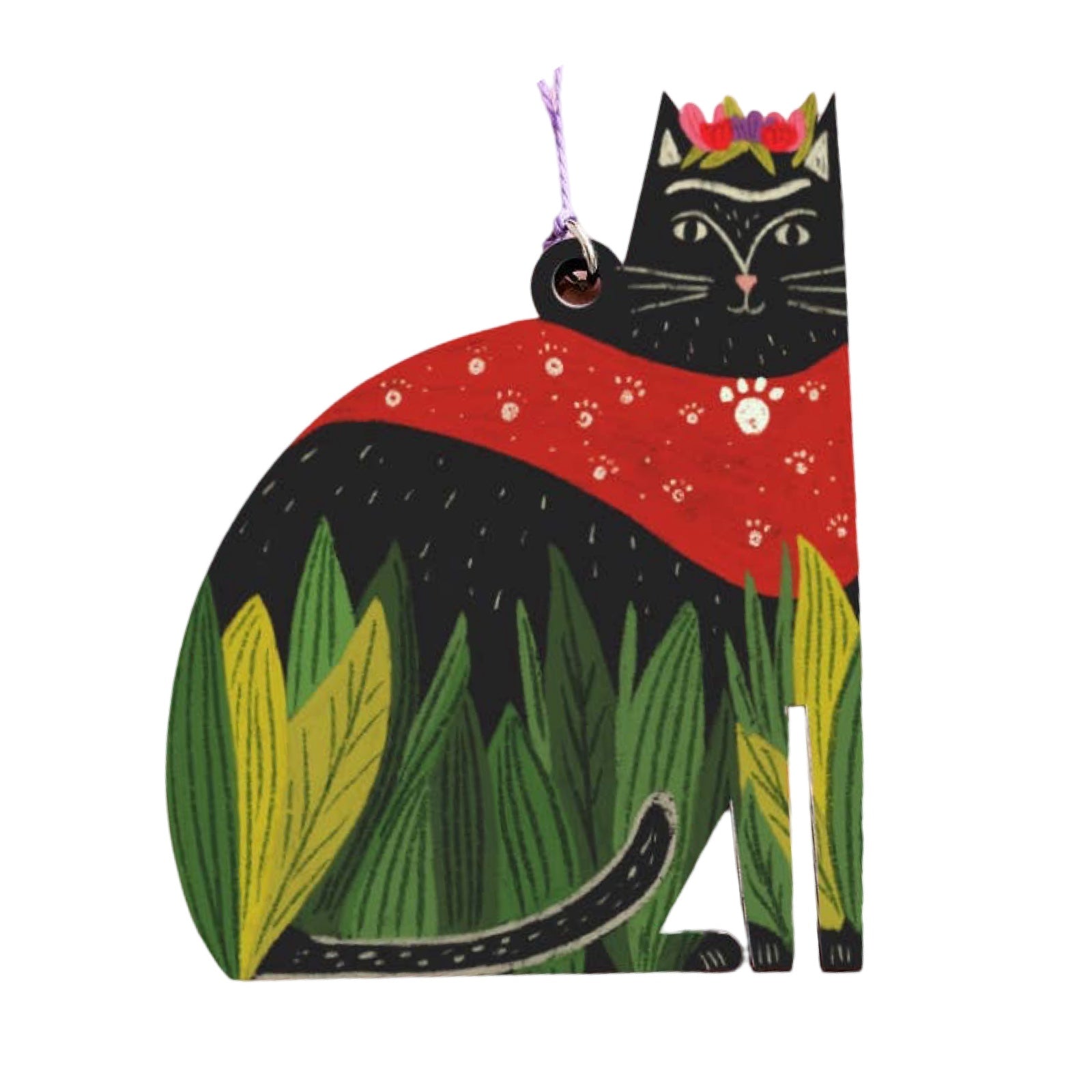 Frida Catlo Wooden Cat Decoration