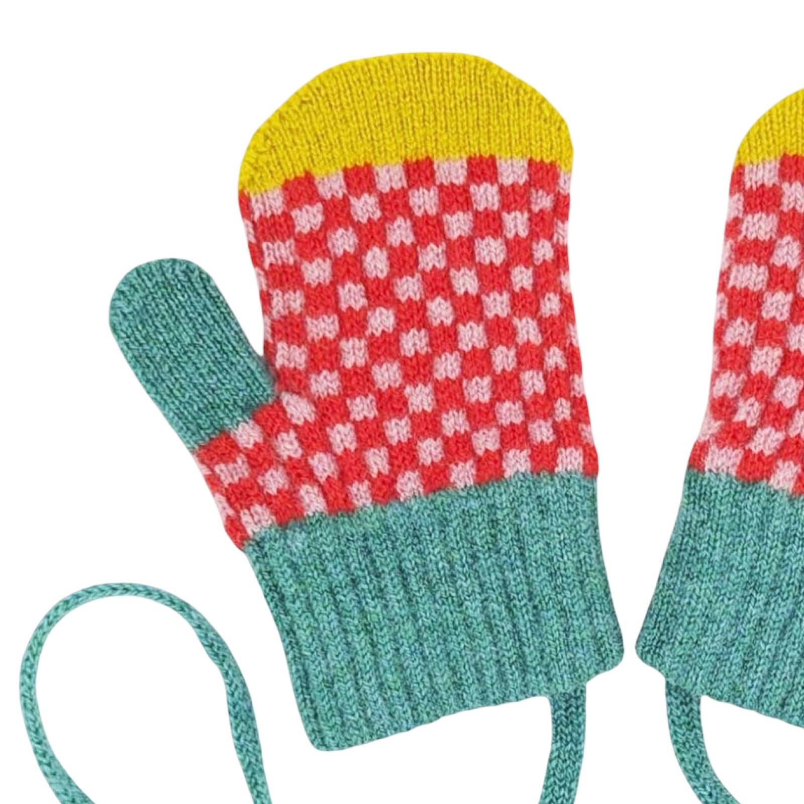 Red Check Children's Lambswool Mittens