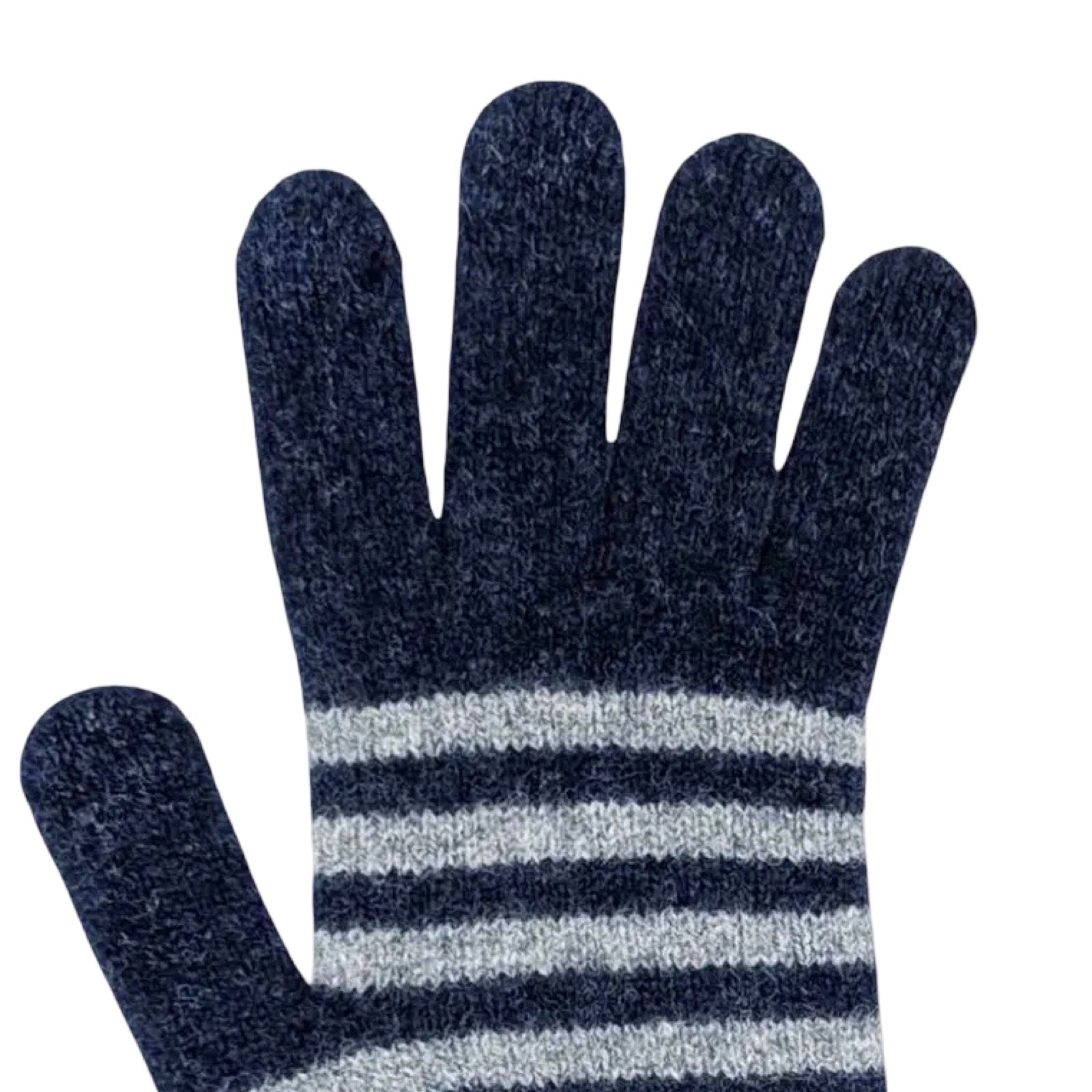 Navy Striped Women's Lambswool Gloves