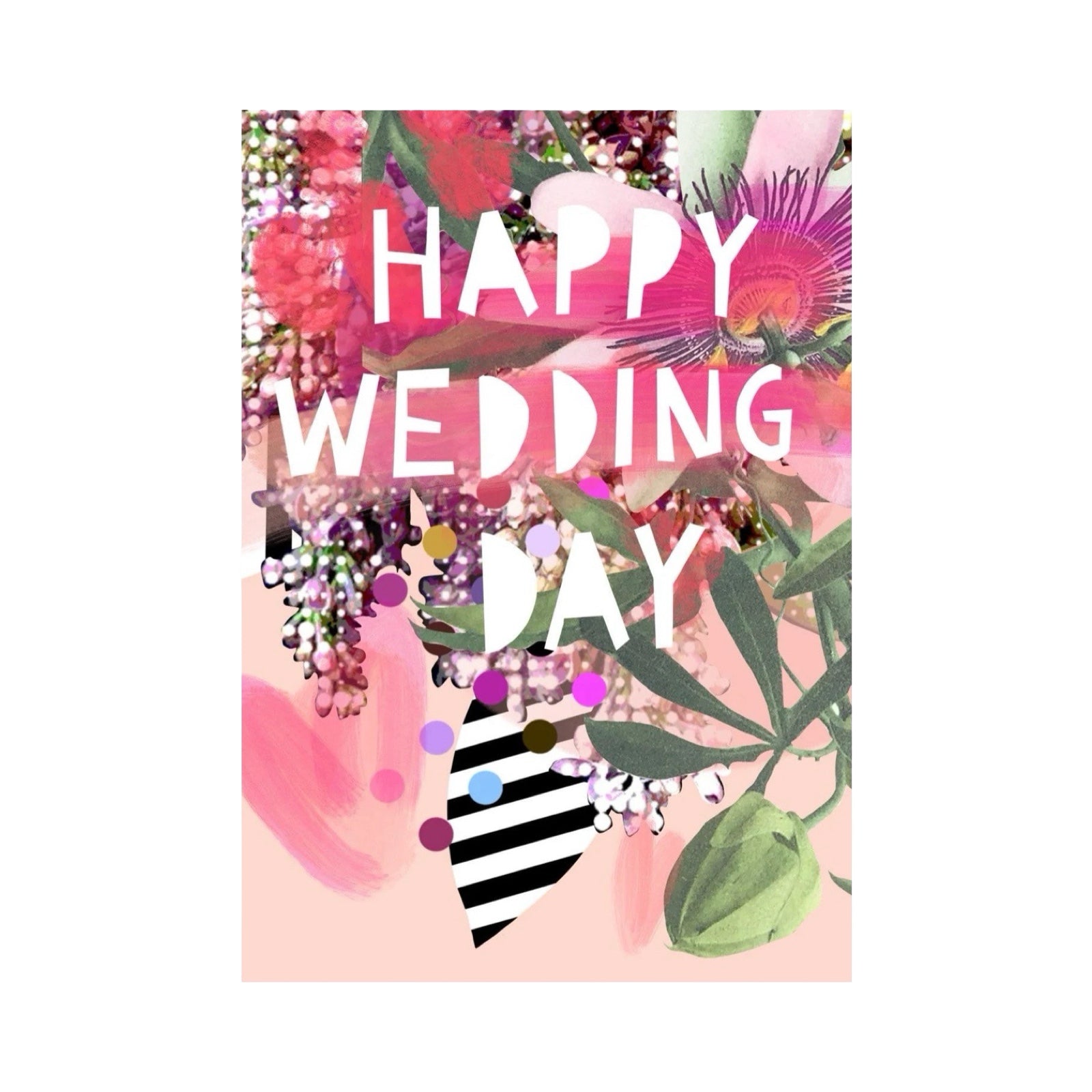 Happy Wedding Day Abstract Botanical Card