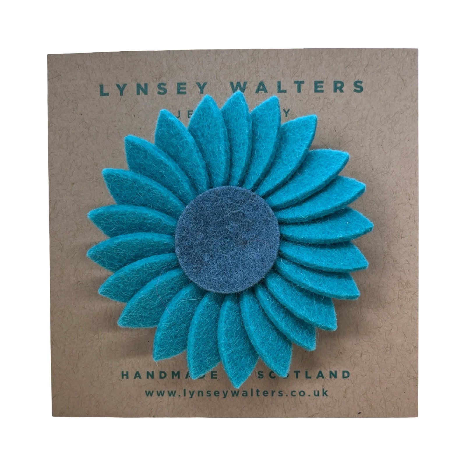 Turquoise Daisy Felt Brooch