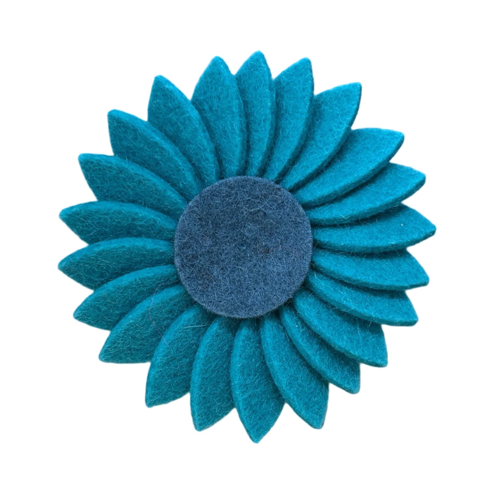 Turquoise Daisy Felt Brooch