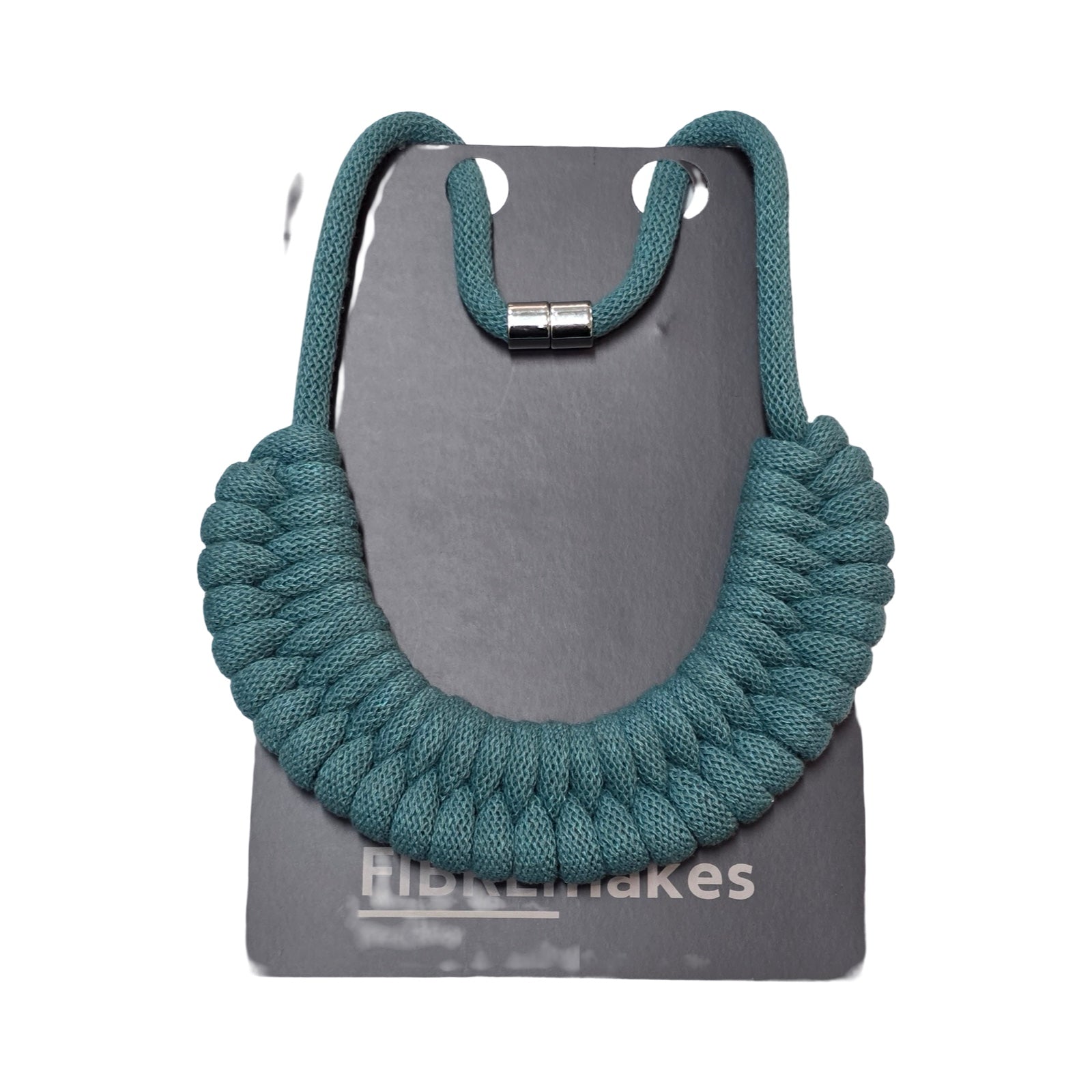 Teal Knotted Cotton Cord Necklace