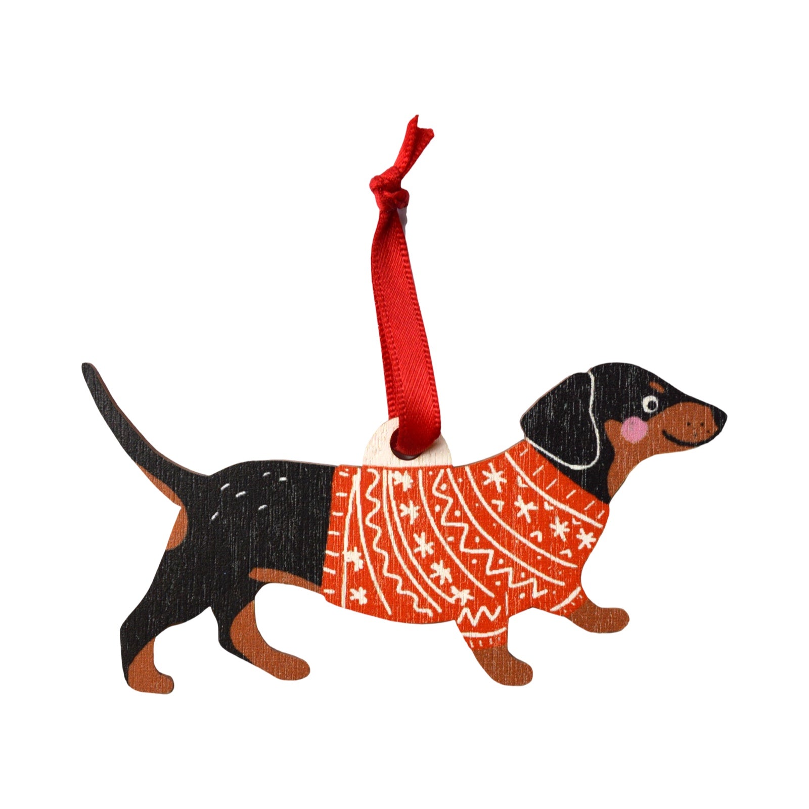 Sausage Dog Wooden Christmas Decoration