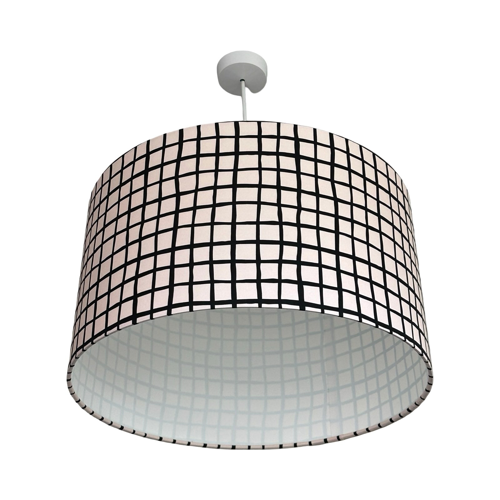 Black Check Drum Lampshade