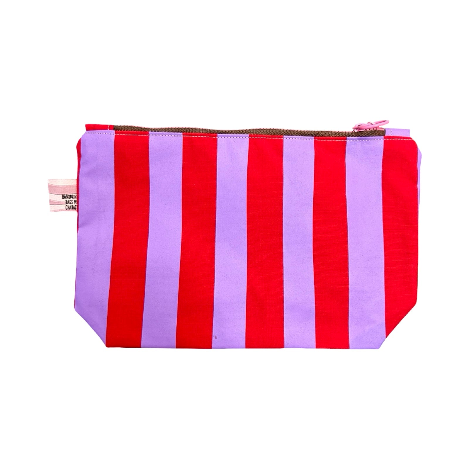 Red and Lilac Striped Cosmetic Bag