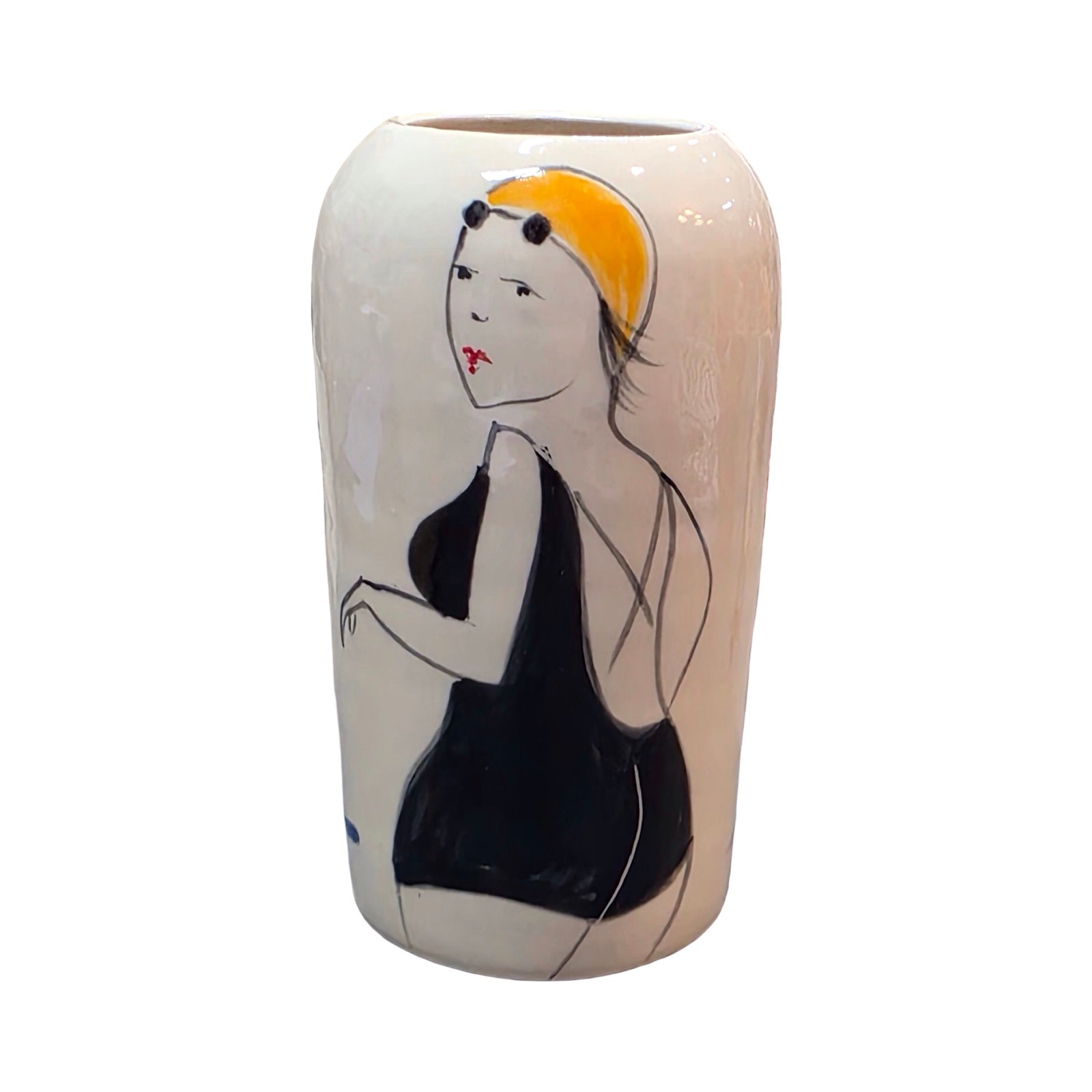 Swimmer Ceramic Vase Black