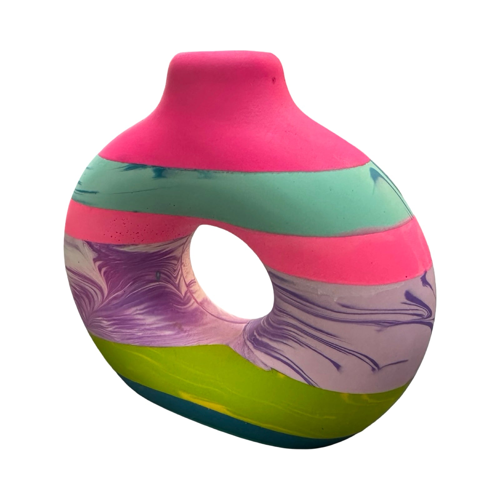 Bright Striped Small Donut Vase