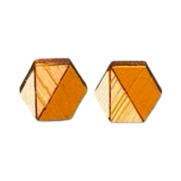 Harvest Hexagonal Bamboo Stud Earrings