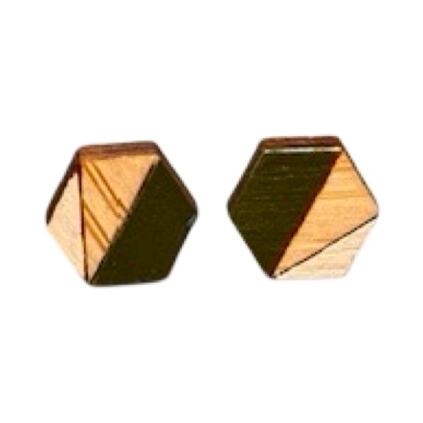 Forest Hexagonal Bamboo Stud Earrings