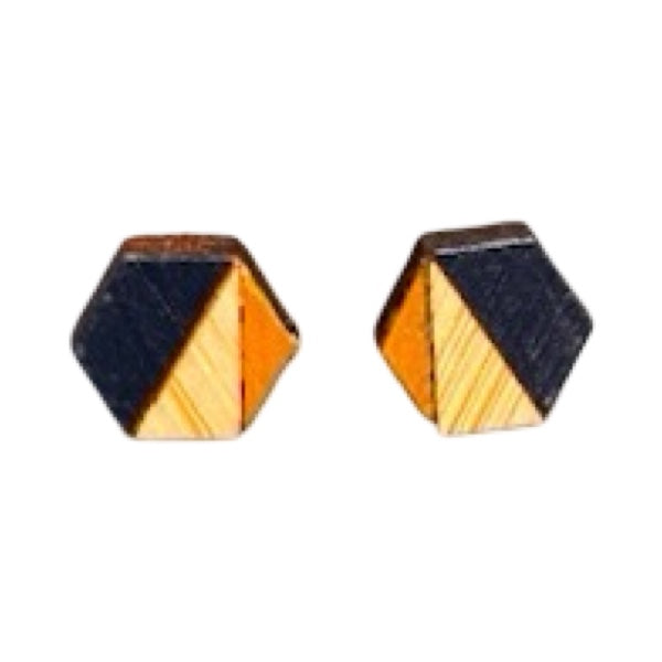 Storm Hexagonal Bamboo Stud Earrings