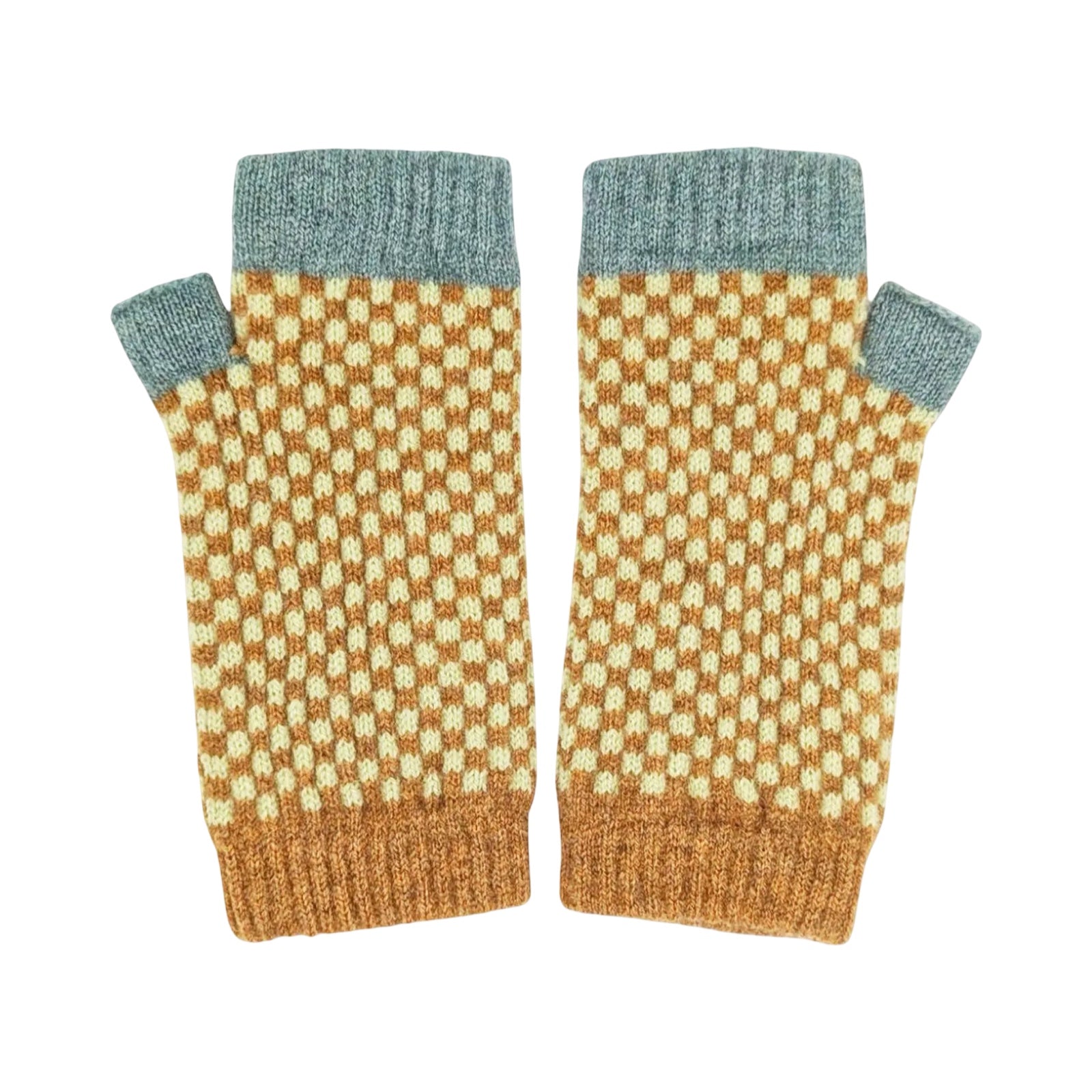 Checked Women's Lambswool Wrist Warmers