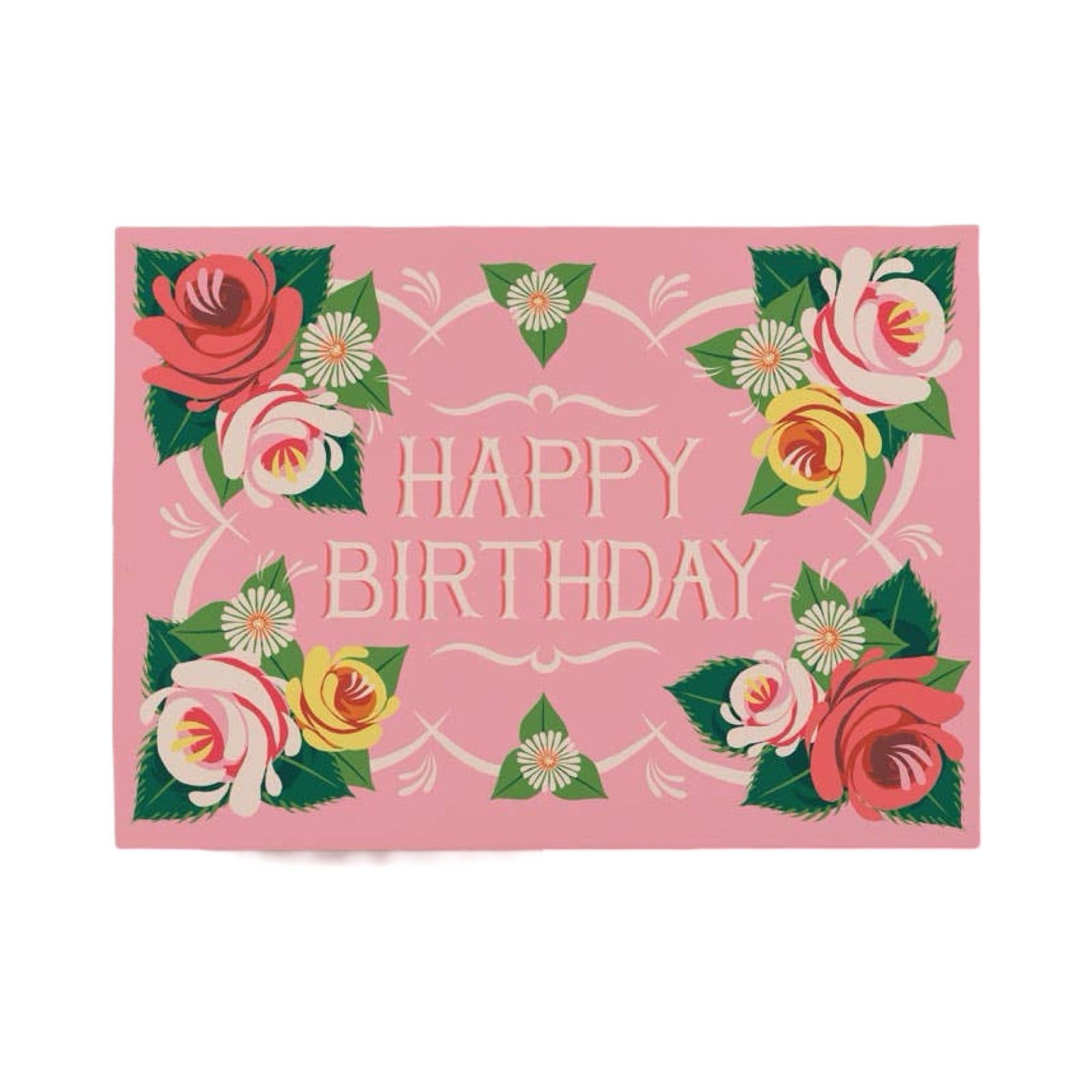 Roses and Castles Folk Birthday Card