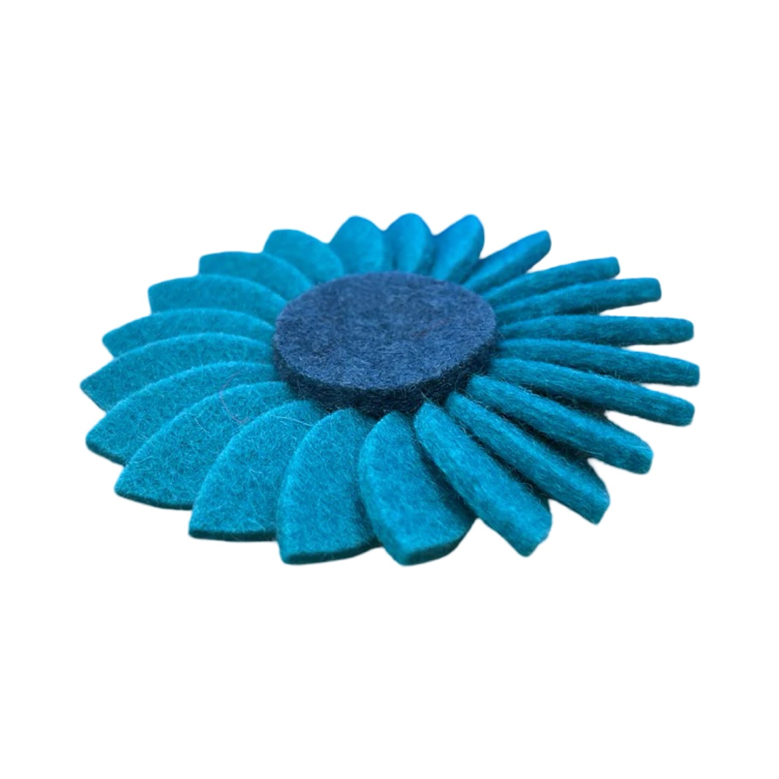Turquoise Daisy Felt Brooch