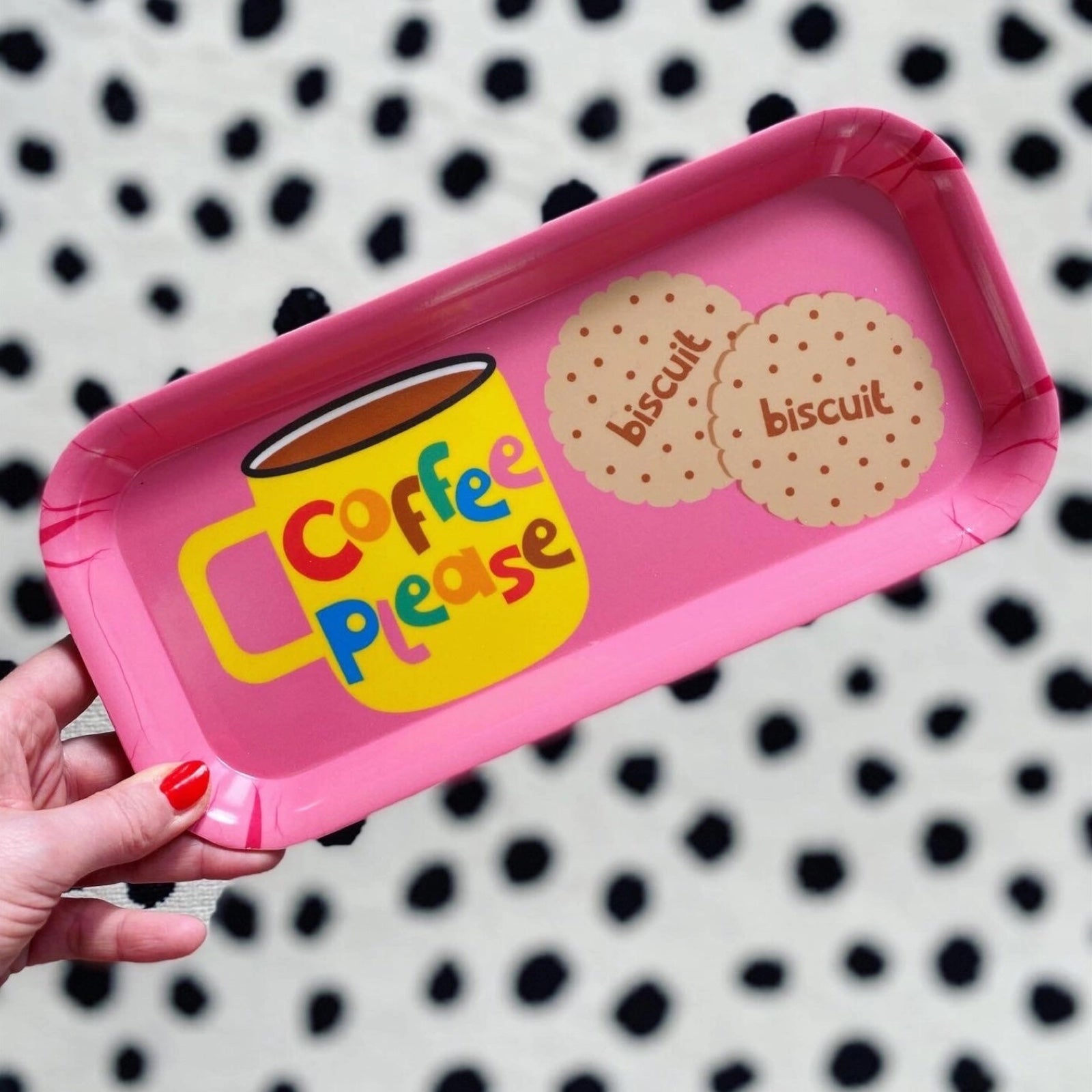 Coffee Please Melamine Tray Pink