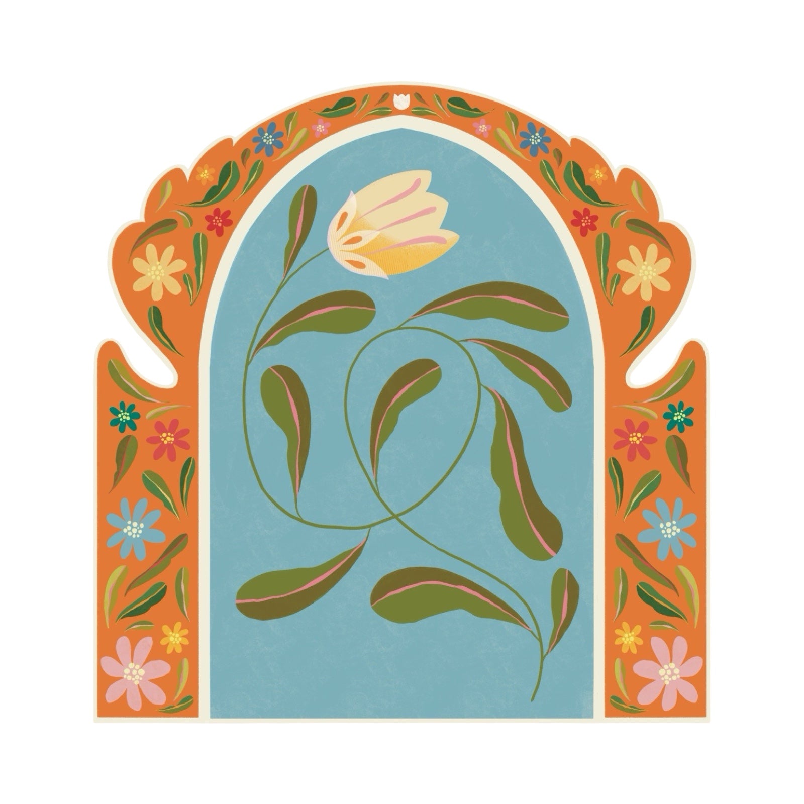 Orange Floral Arch Sticker