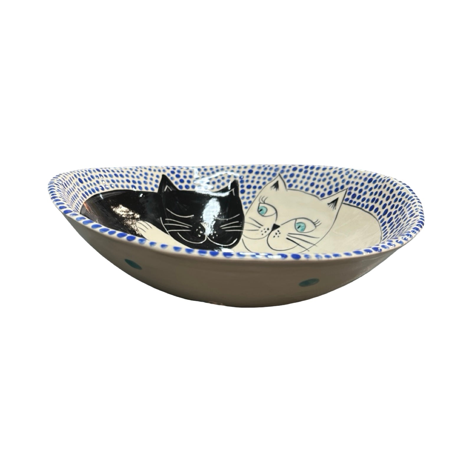 Cats Ceramic Fruit Bowl Blue