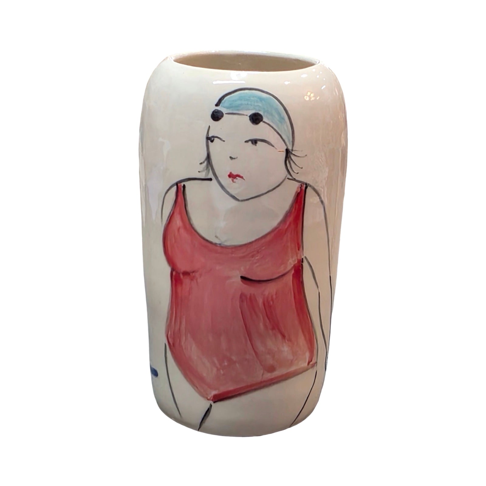 Swimmer Ceramic Vase Red