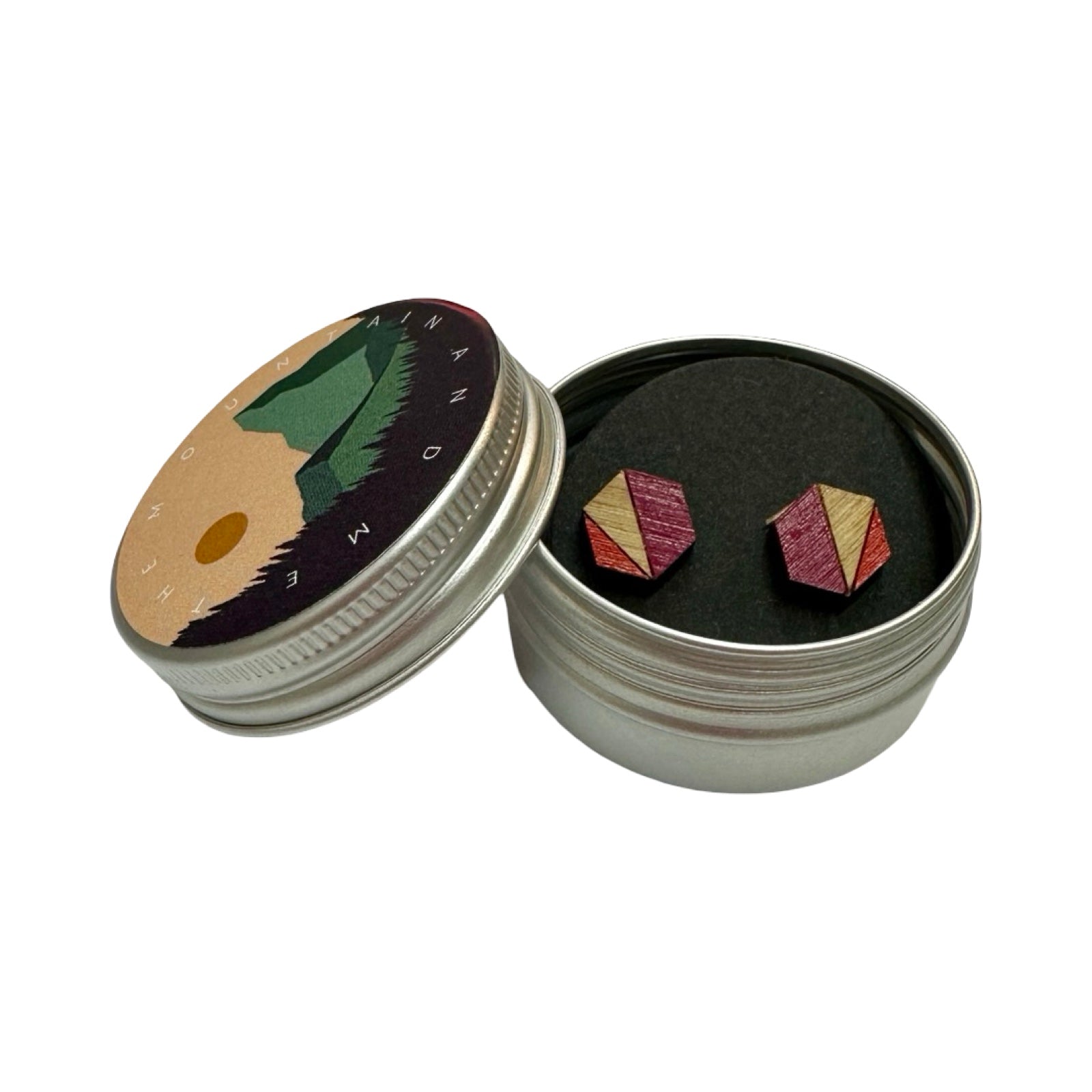 Sunset Hexagonal Bamboo Stud Earrings