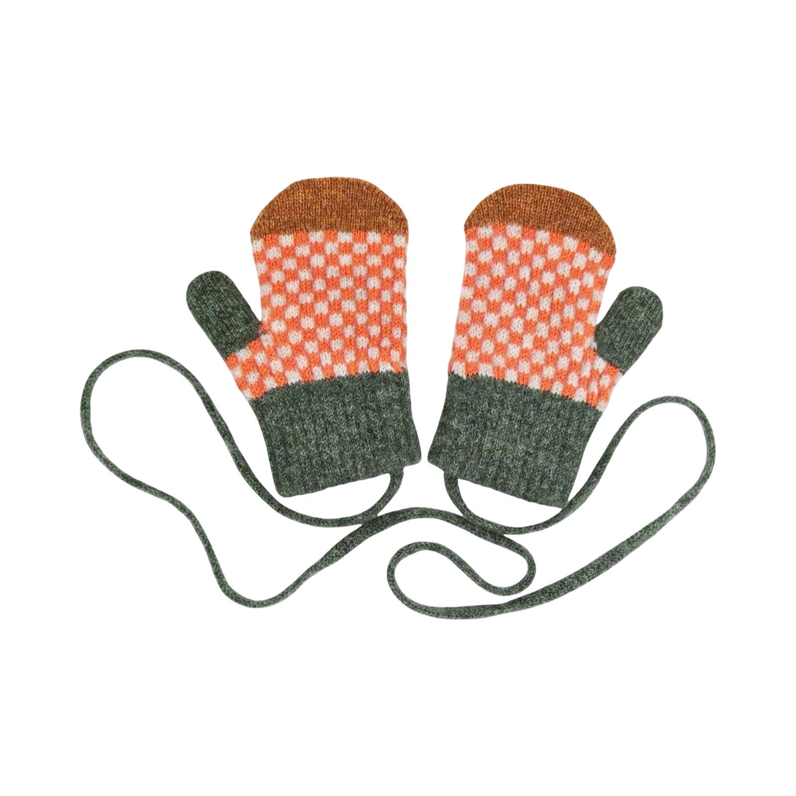Orange Check Children's Lambswool Mittens