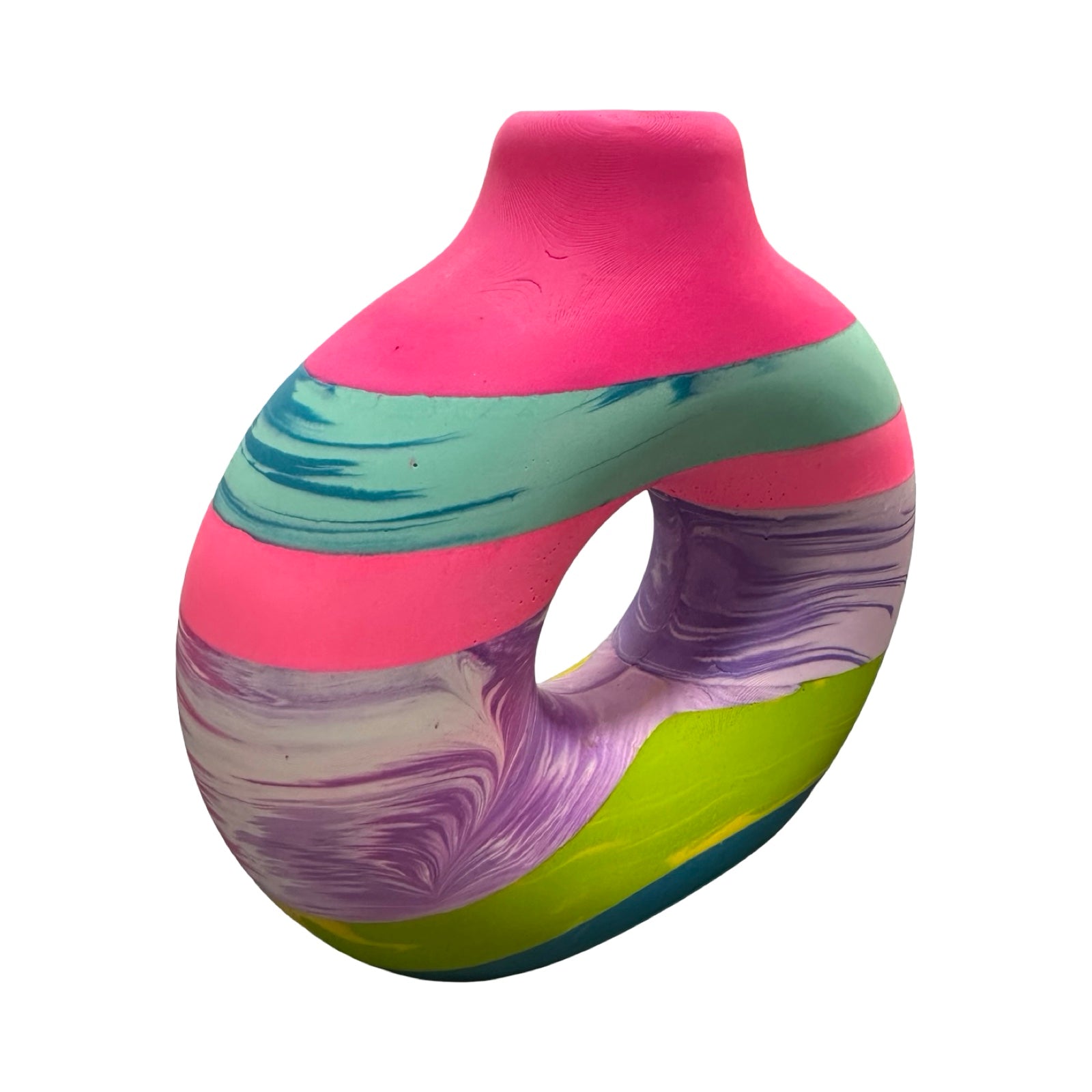 Bright Striped Small Donut Vase