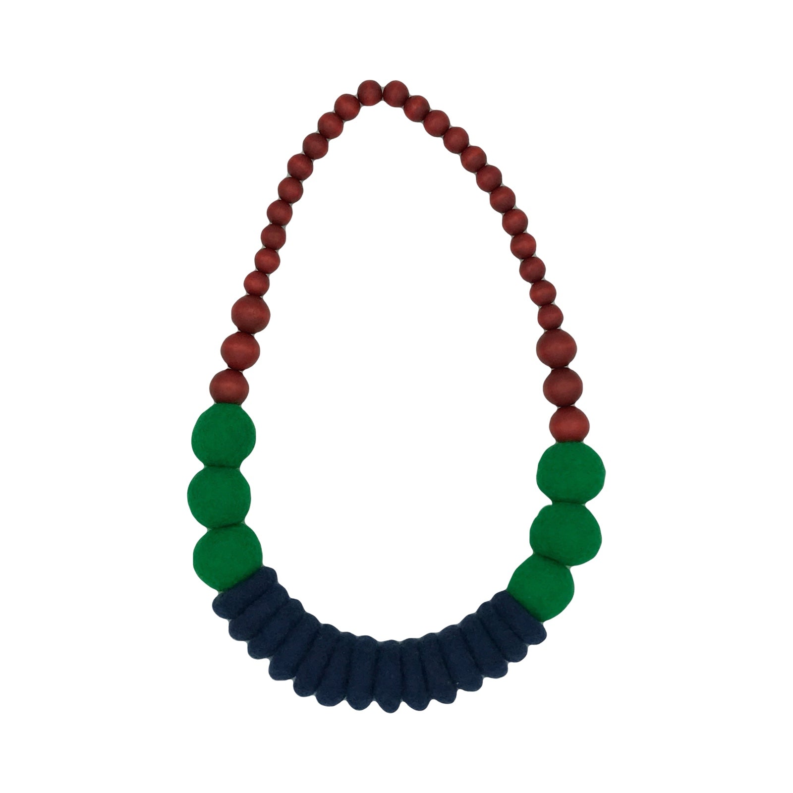 Green Merino and Wood Necklace