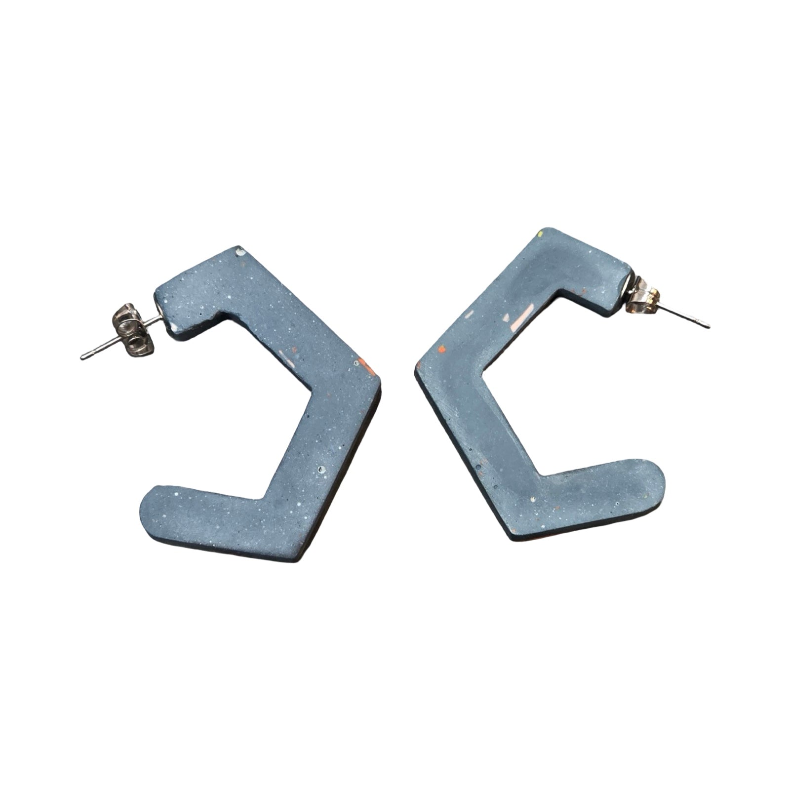 Blue Chunky Hexagon Hoop Earrings
