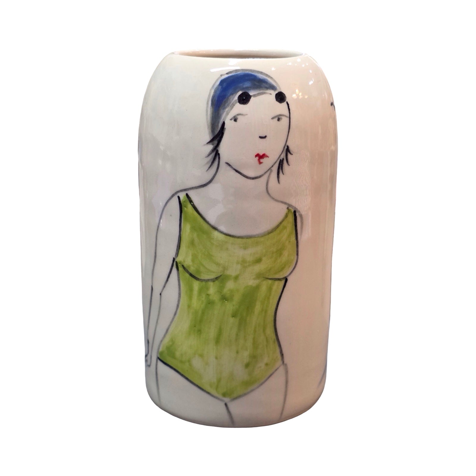 Swimmer Ceramic Vase Green