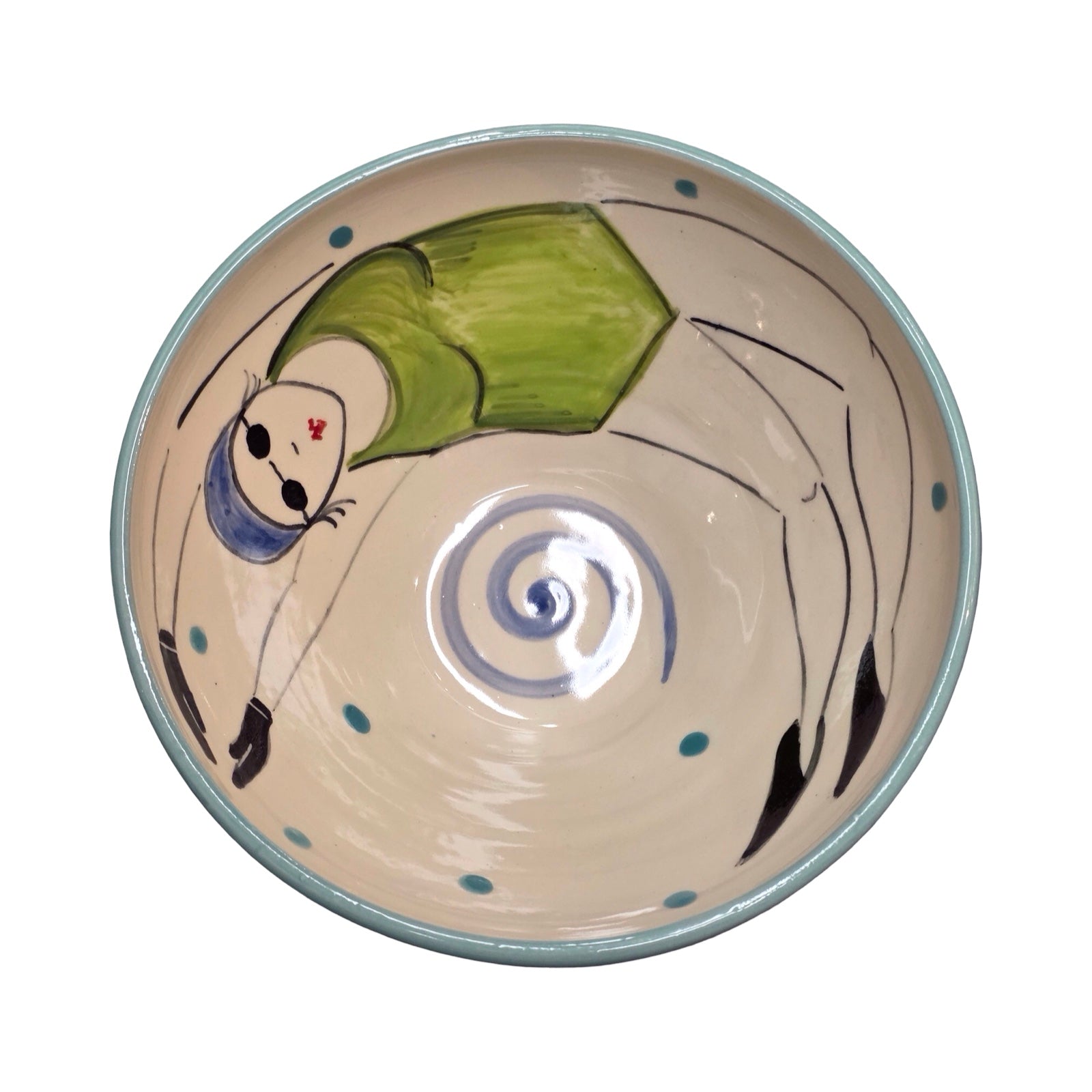 Swimmer Ceramic Cereal Bowl Green