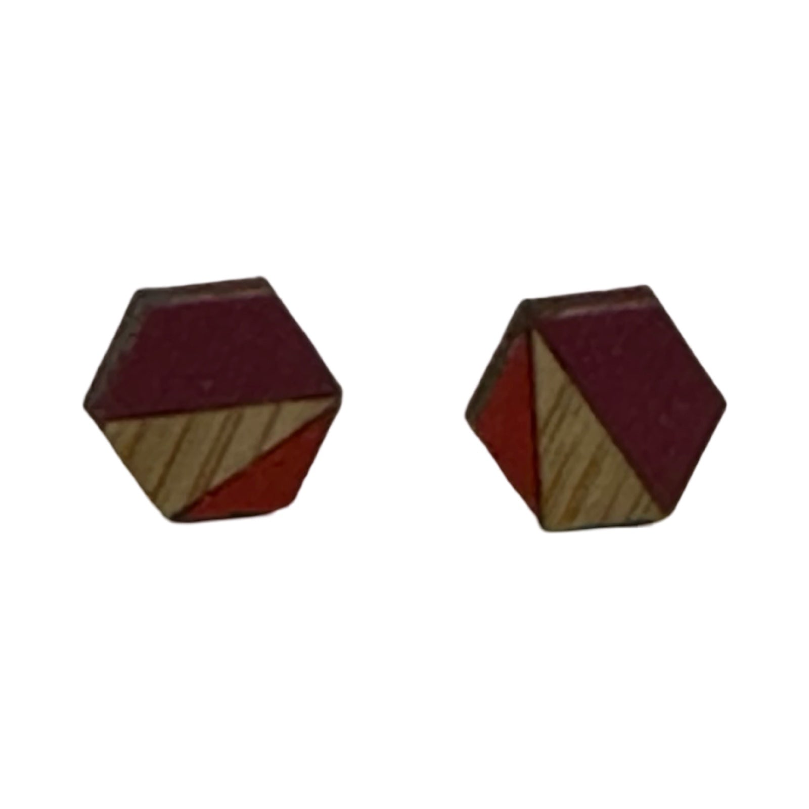 Sunset Hexagonal Bamboo Stud Earrings