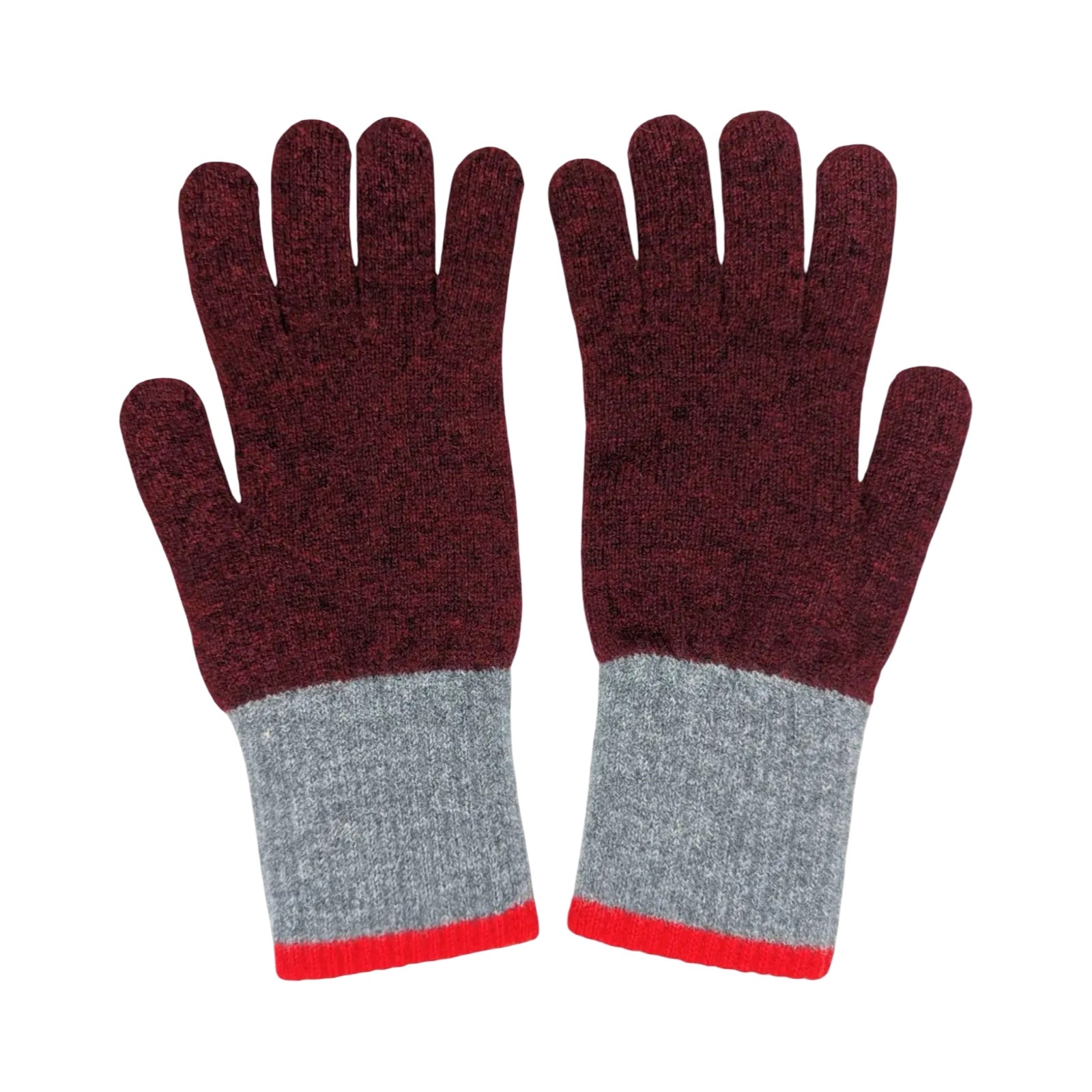 Red and Grey Men's Lambswool Gloves
