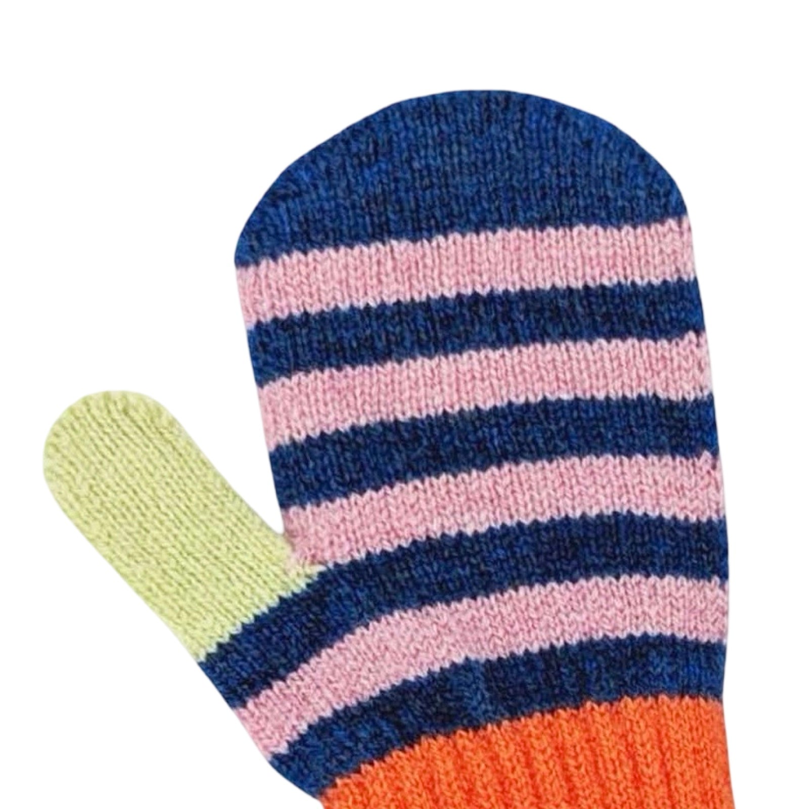 Blue Striped Children's Lambswool Mittens