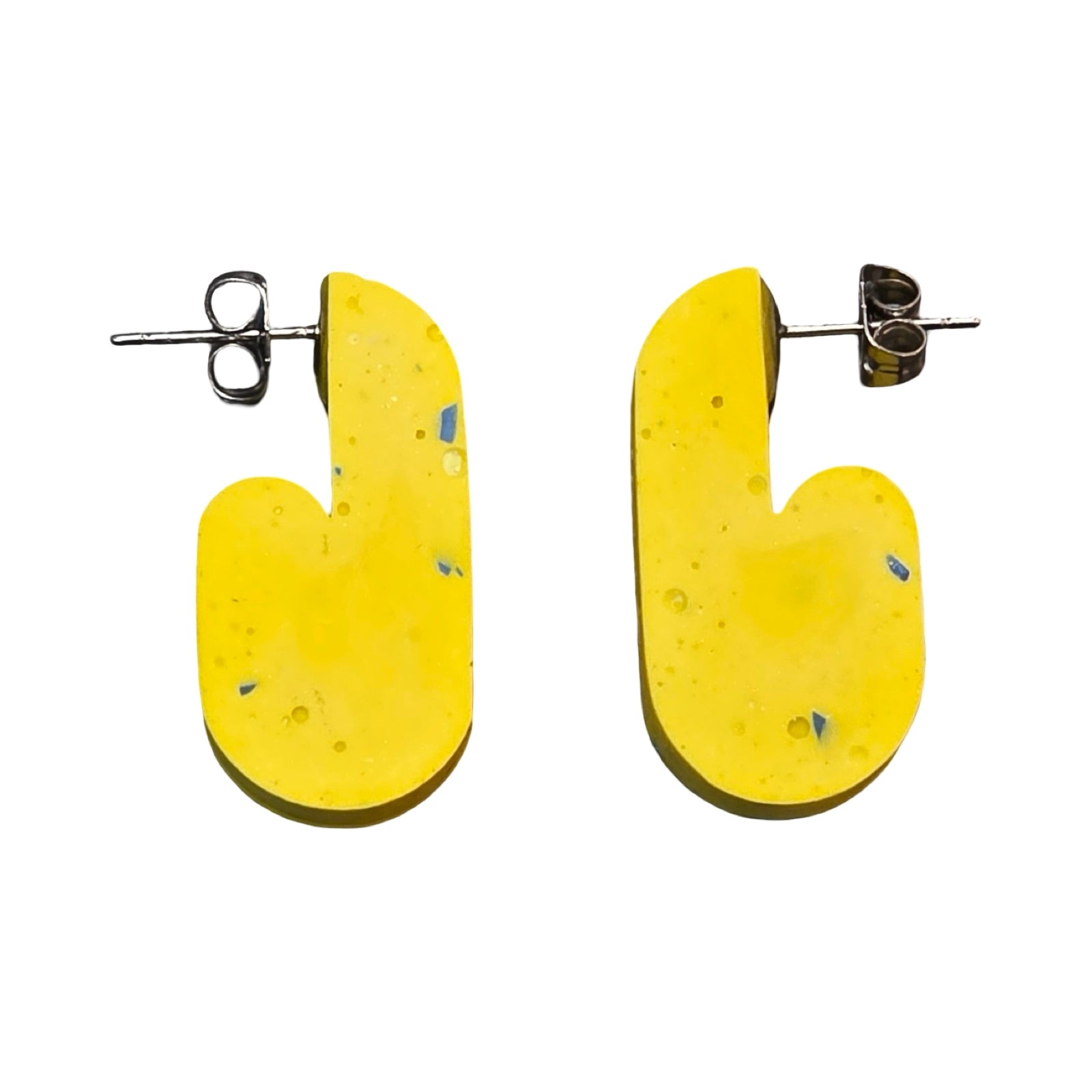 Yellow Curved Hoop Earrings