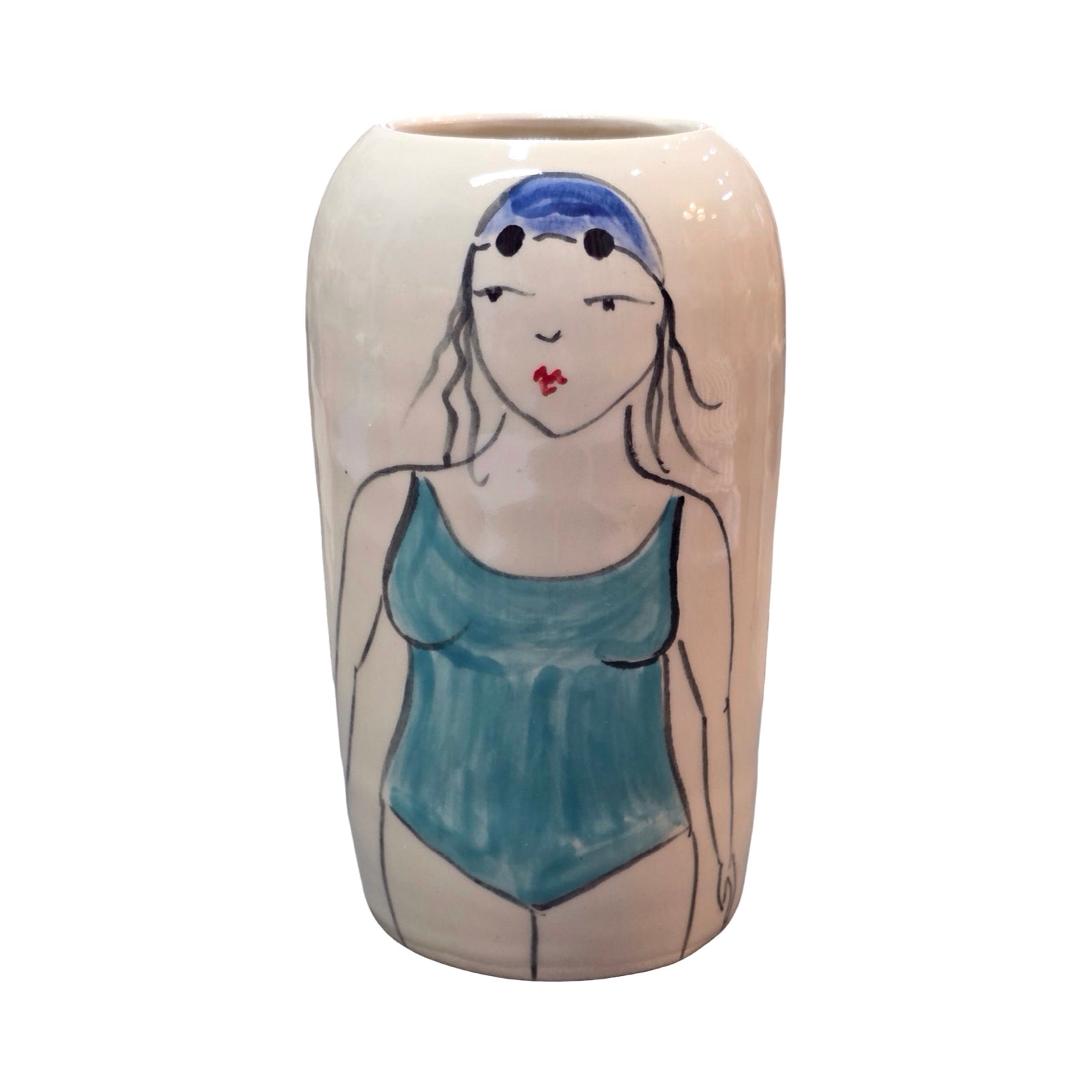 Swimmer Ceramic Vase Turquoise