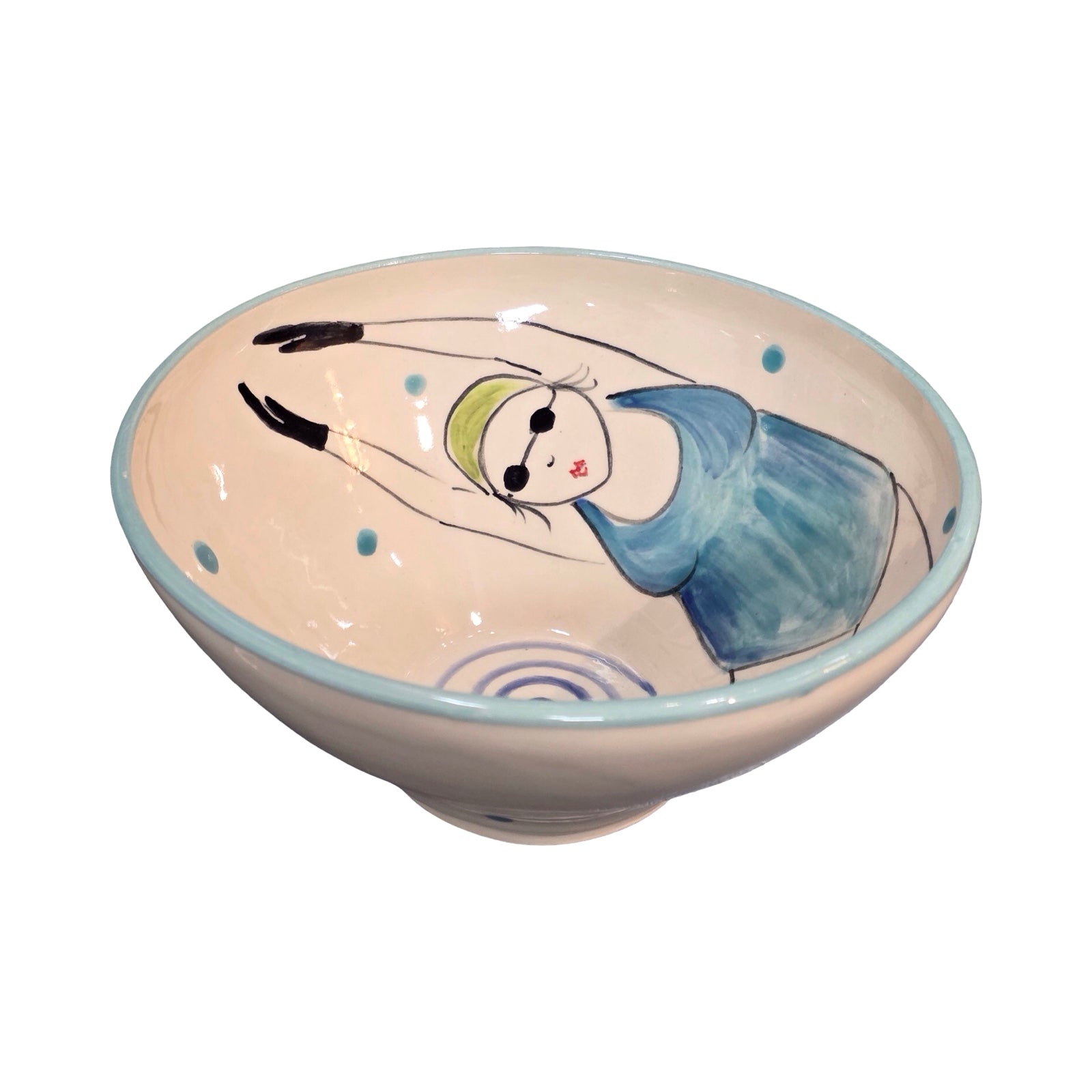 Swimmer Ceramic Cereal Bowl Blue