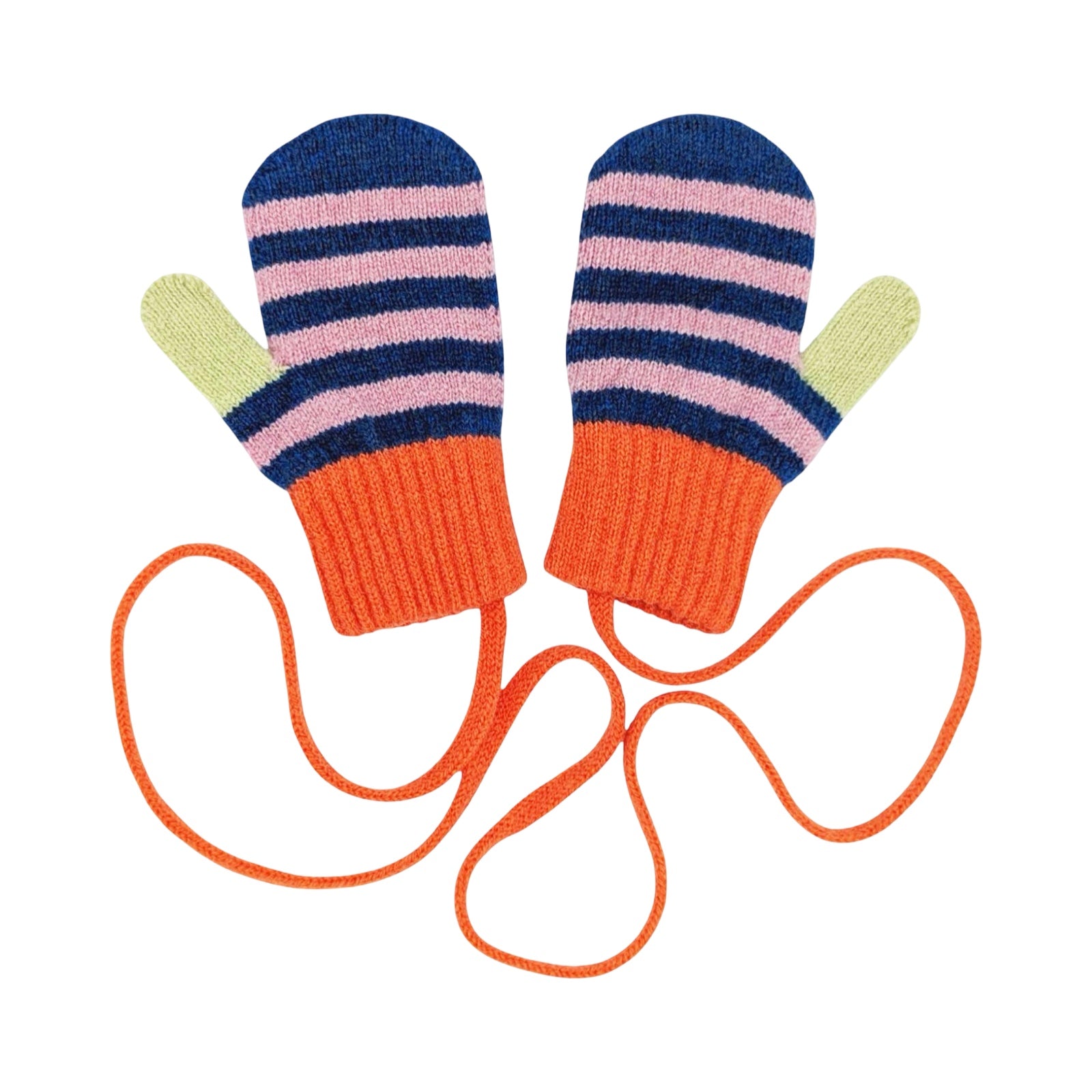 Blue Striped Children's Lambswool Mittens