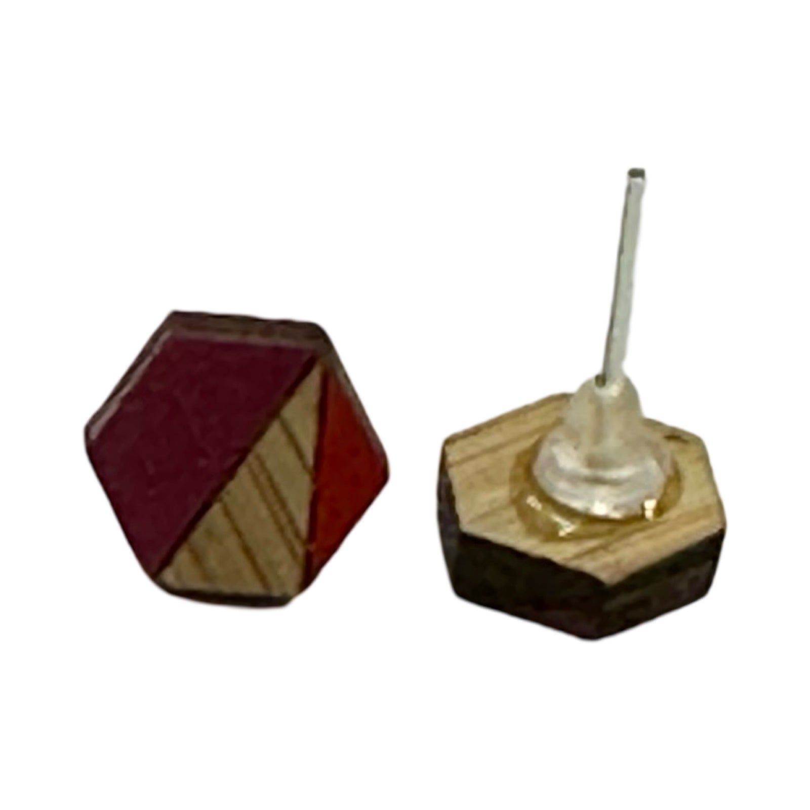 Sunset Hexagonal Bamboo Stud Earrings