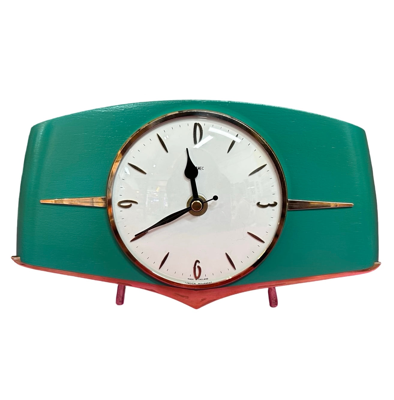 Metamec Clock Upcycled Teal with Copper