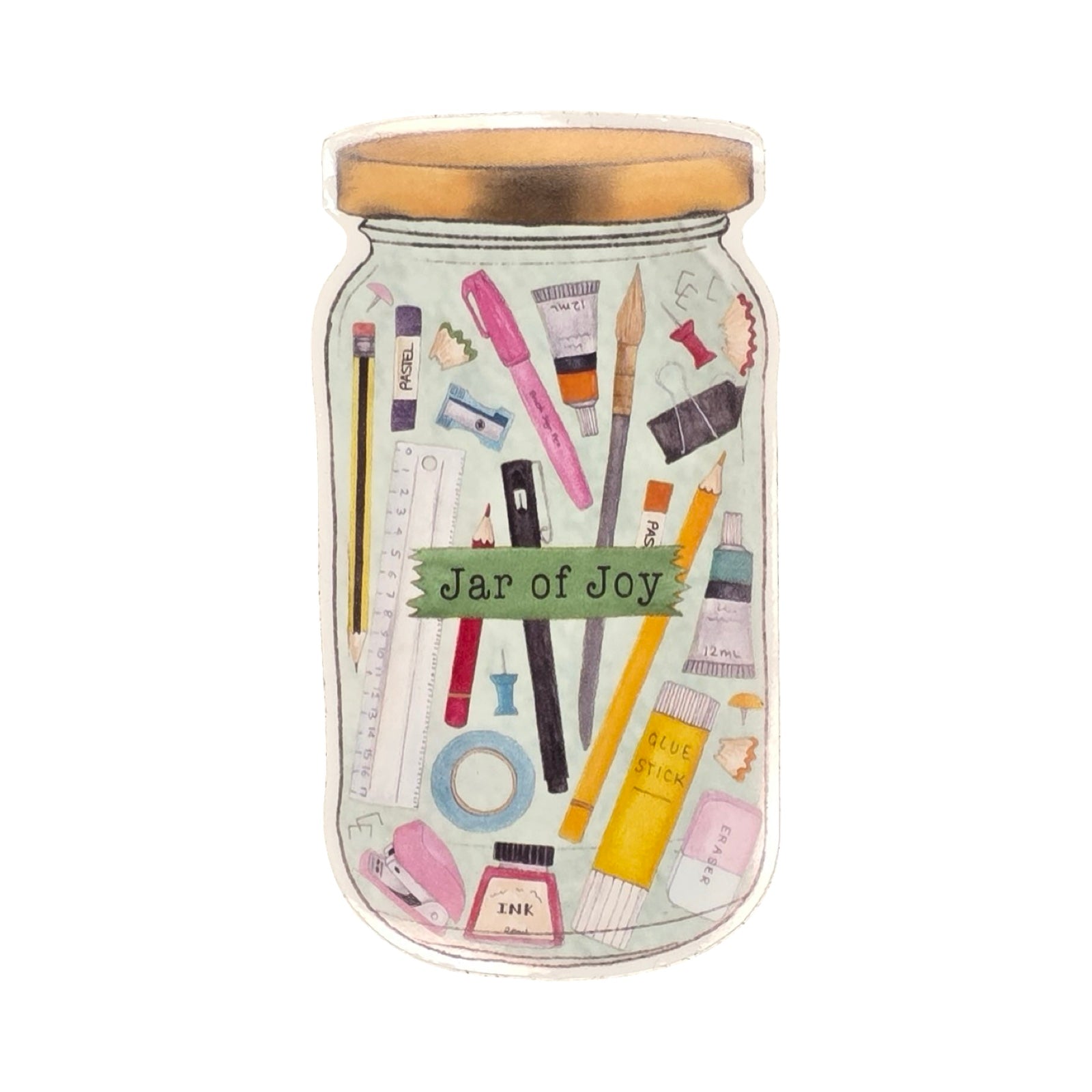 Stationery Jar of Joy Clear Sticker