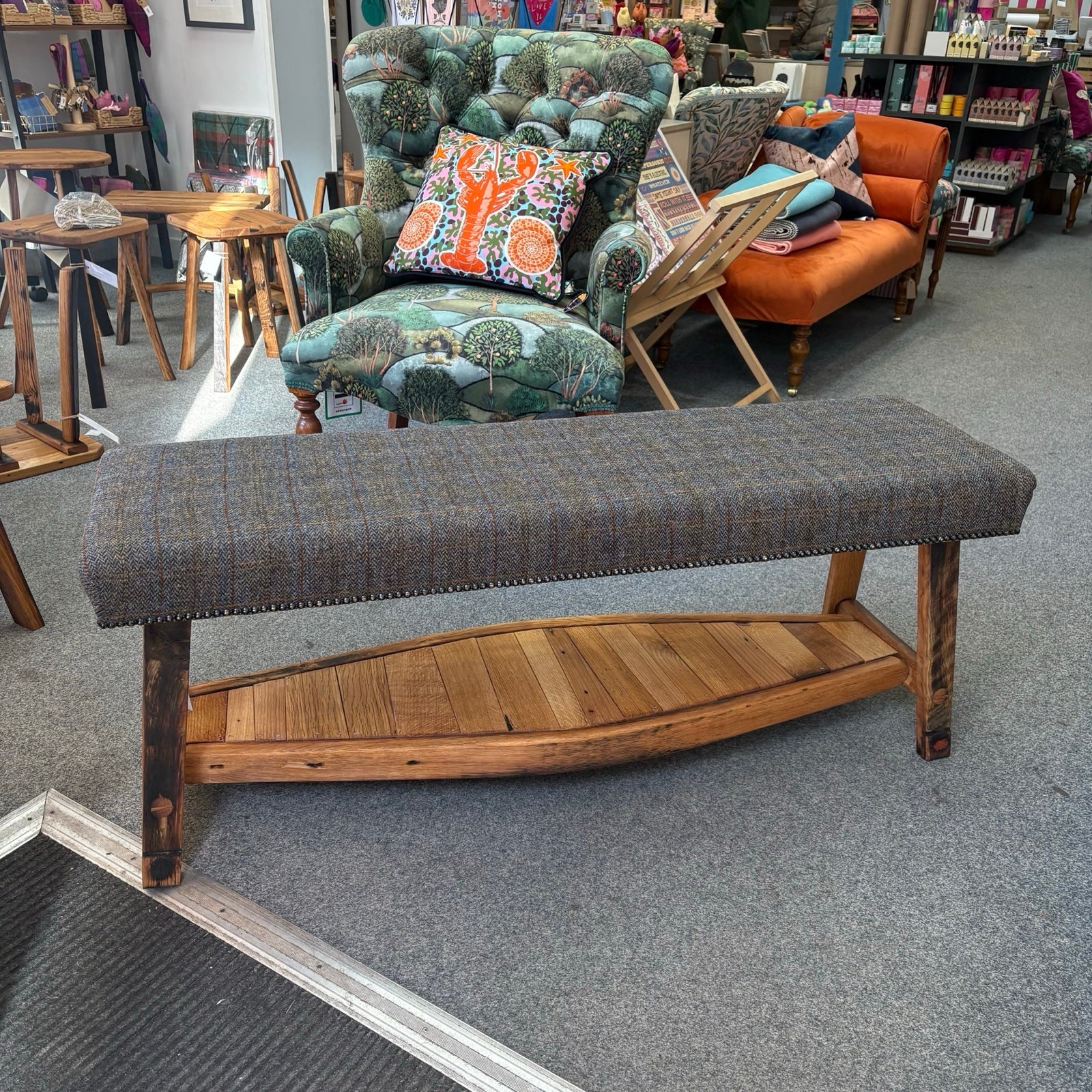 Tweed Bench with Boot Shelf