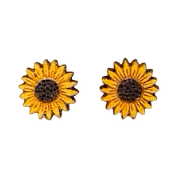 Sunflower Bamboo Stud Earrings