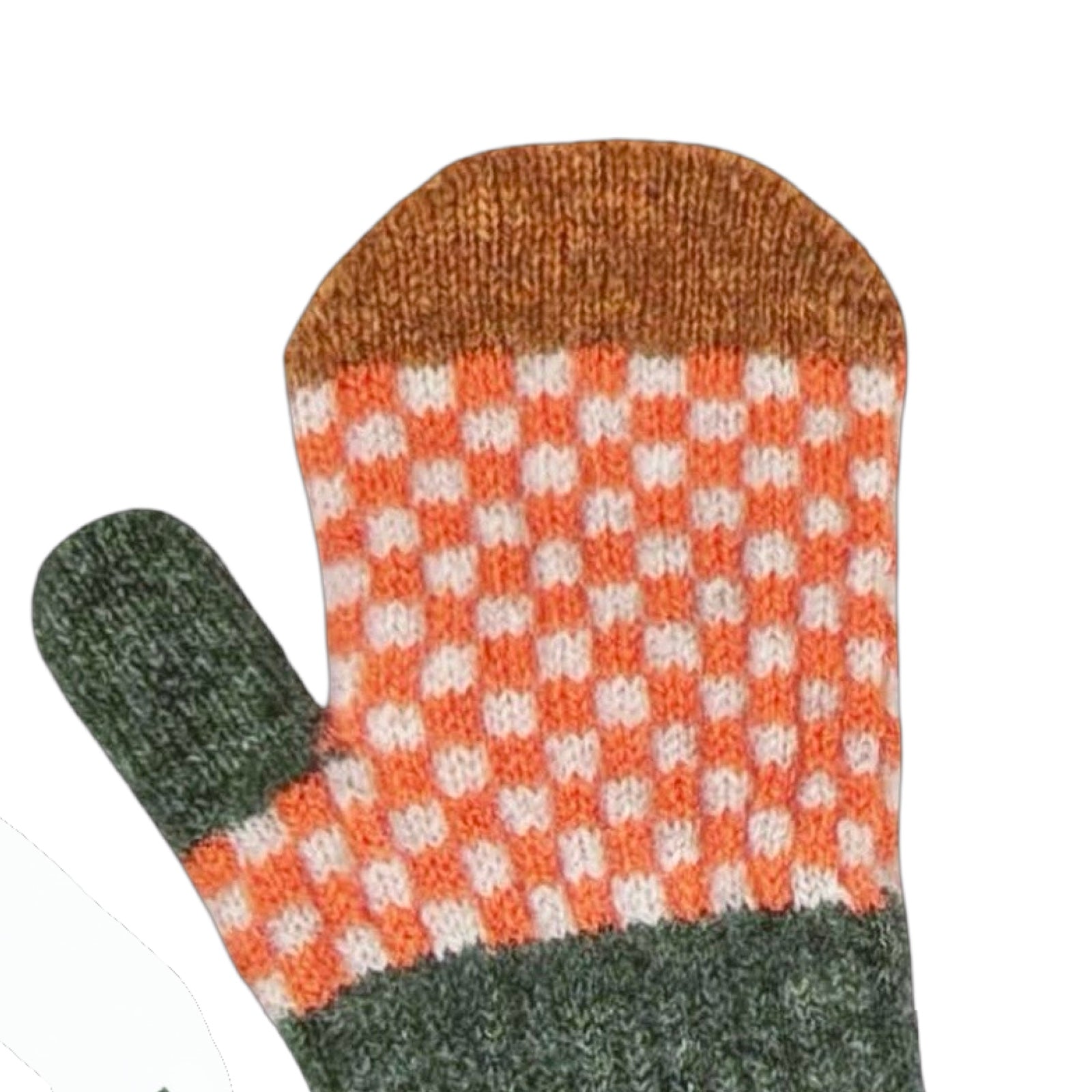 Orange Check Children's Lambswool Mittens