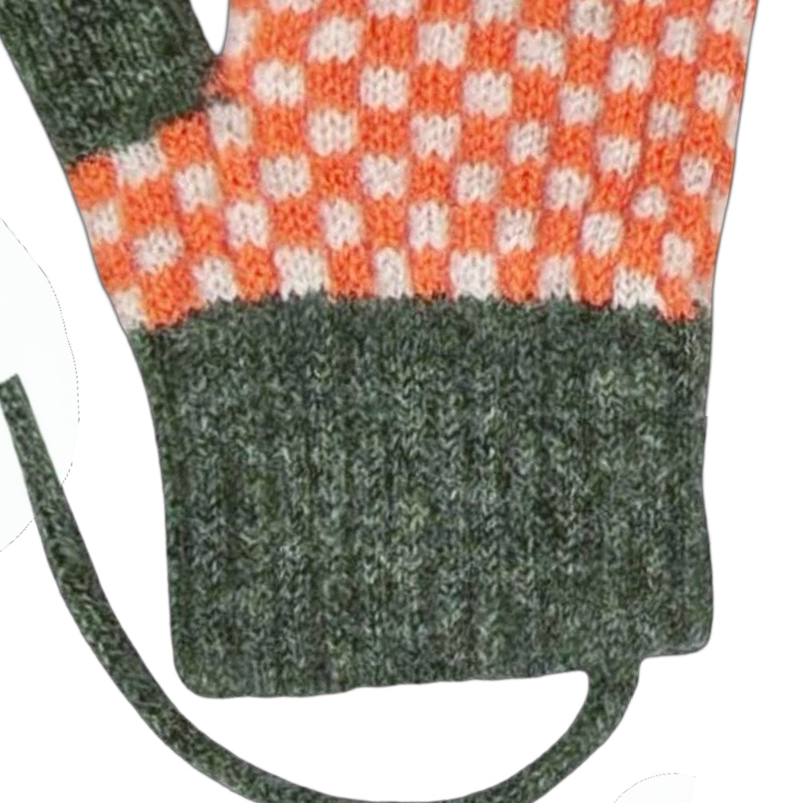Orange Check Children's Lambswool Mittens