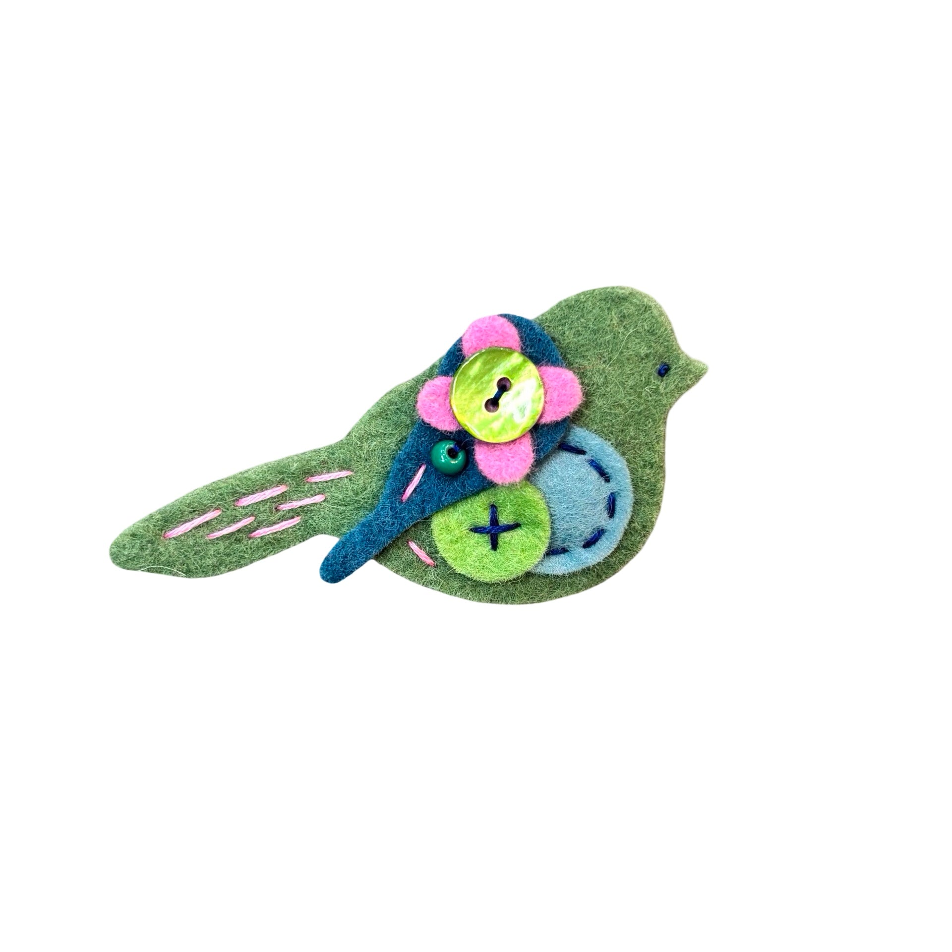Sage Green Pigeon Felt Brooch