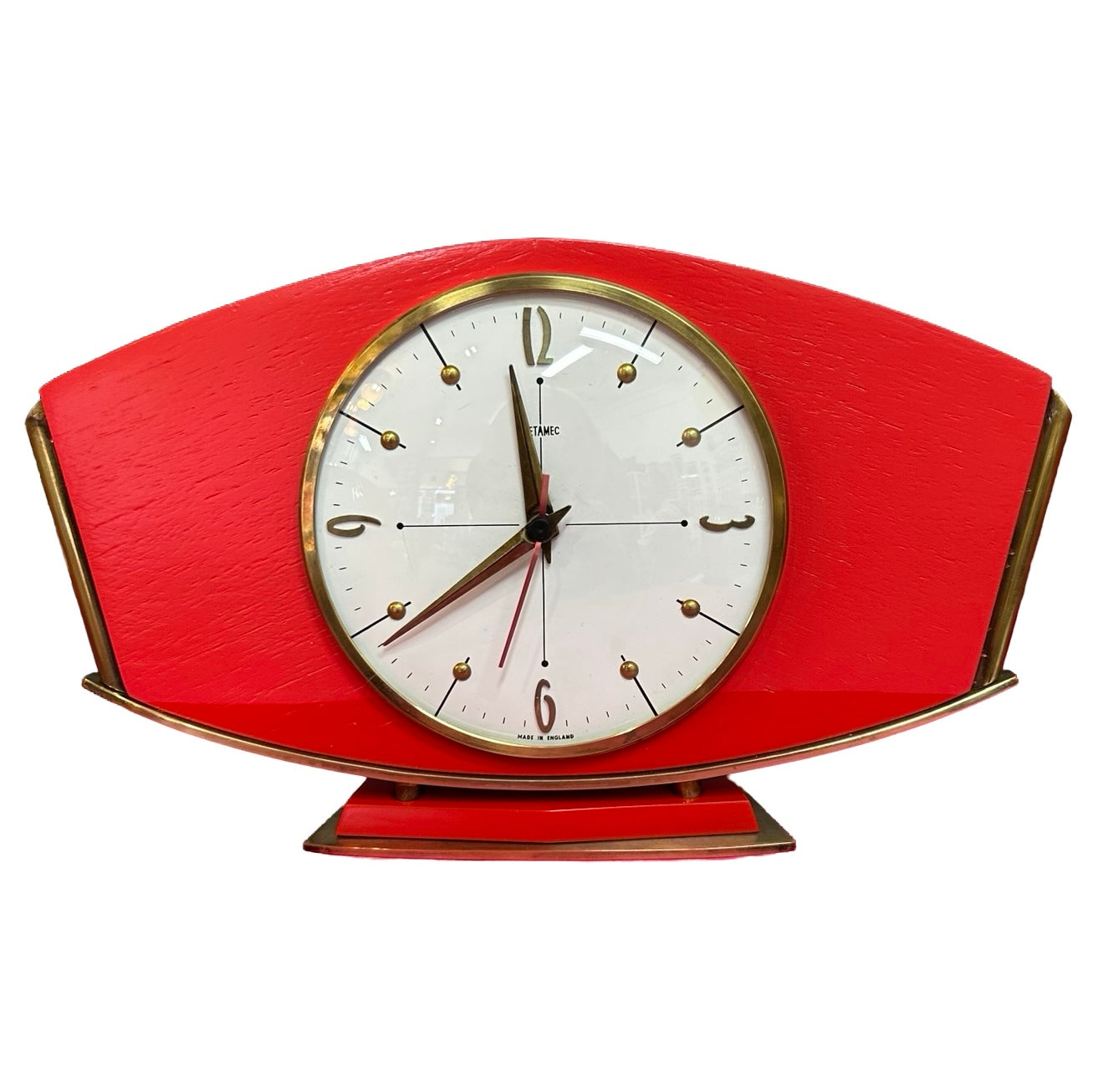 Metamec Clock Upcycled Red Shades