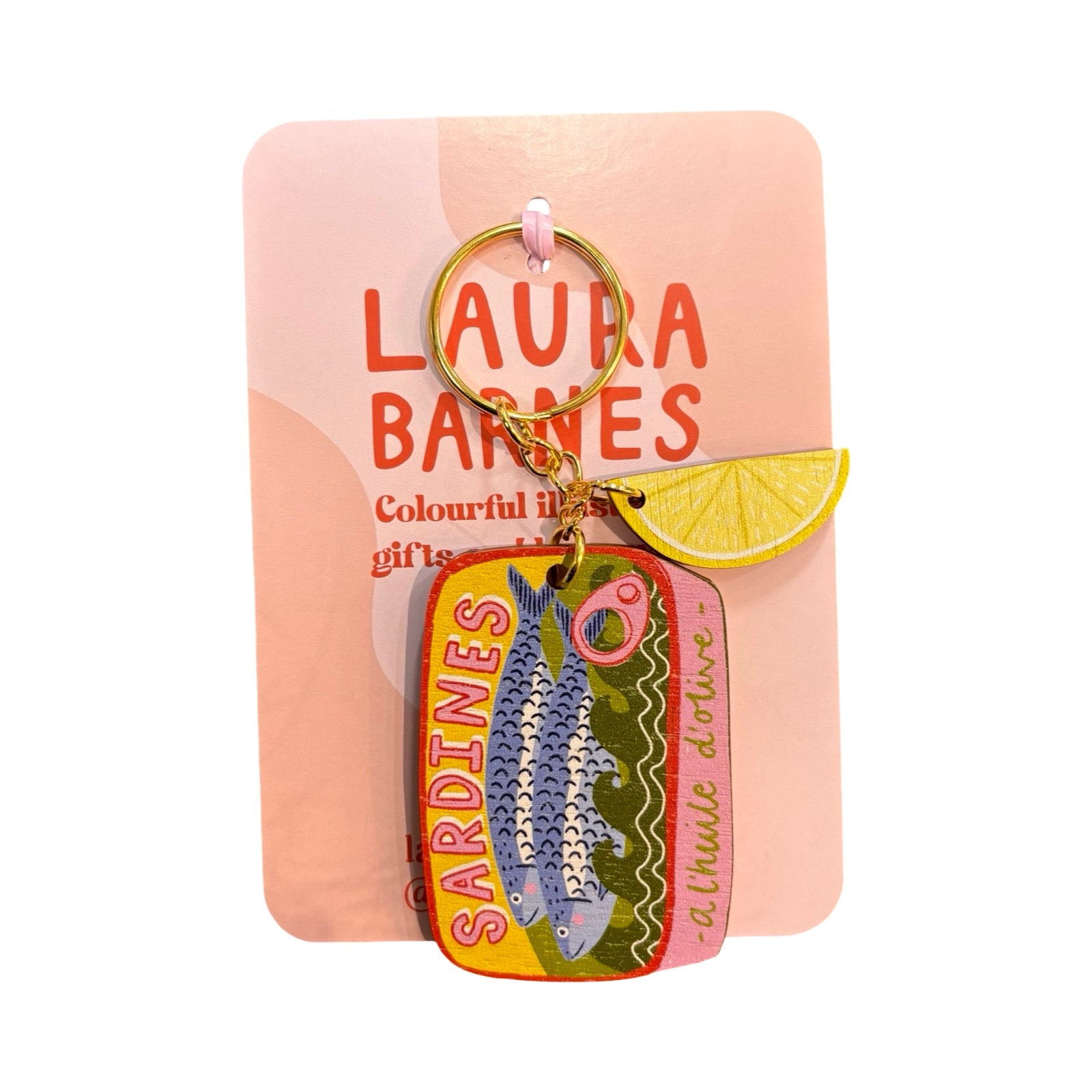 Sardines Tin Wooden Keyring