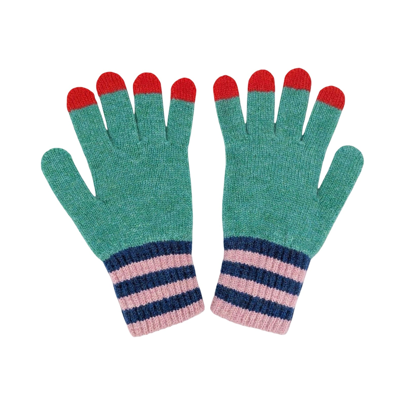 Green Cuffed Children's Lambswool Gloves