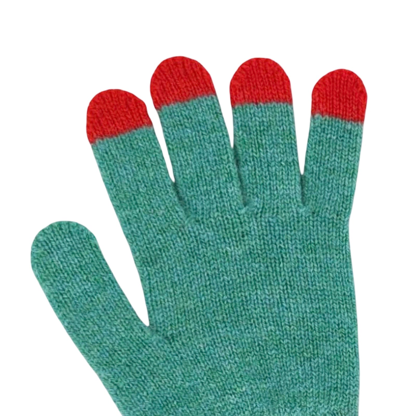 Green Cuffed Children's Lambswool Gloves