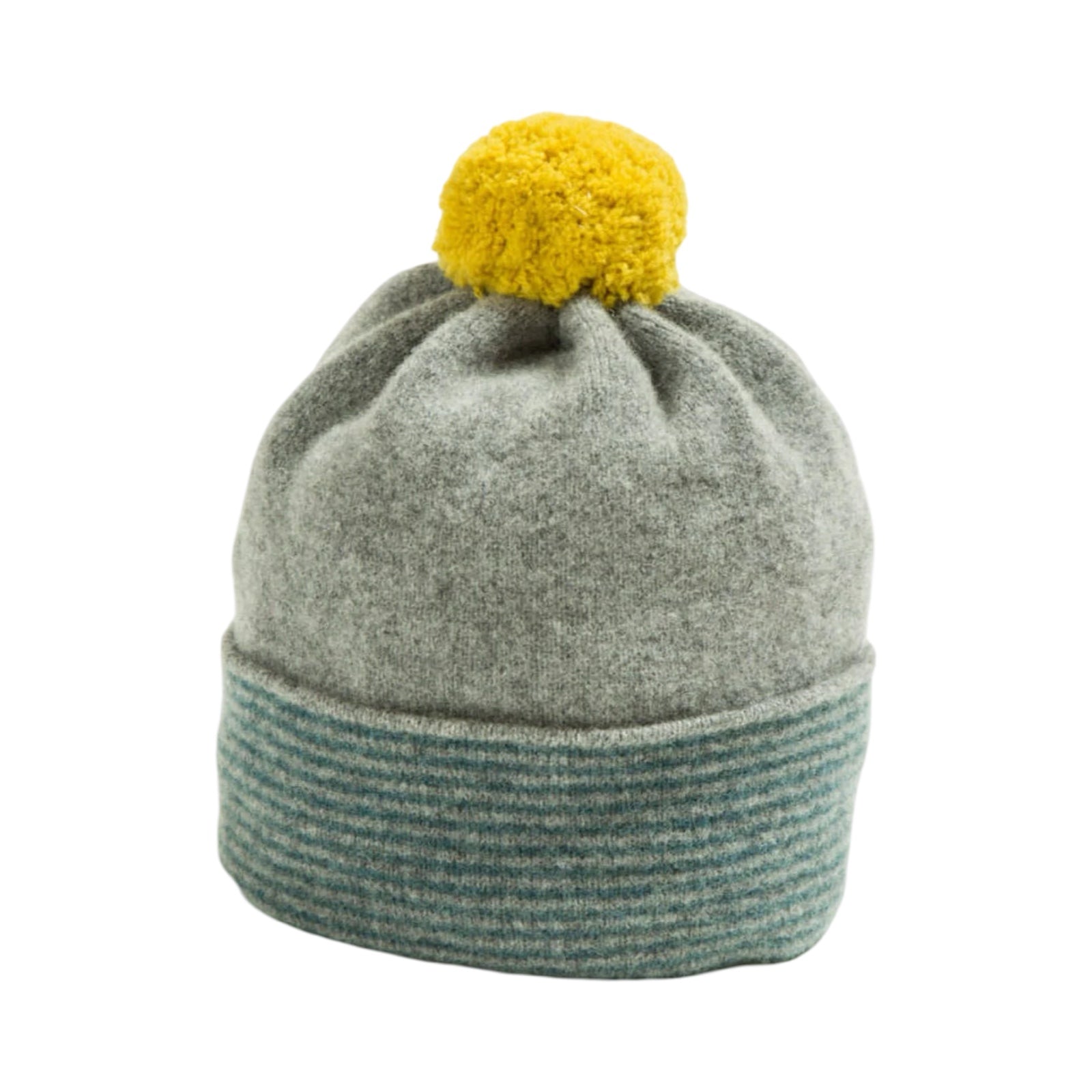100% grey lambswool pom pom hat.